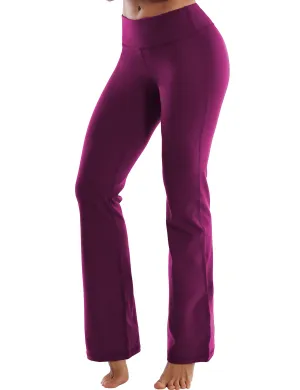 29" 31" 33" 35" Cotton Nylon Bootcut Leggings plum_Plus Size
