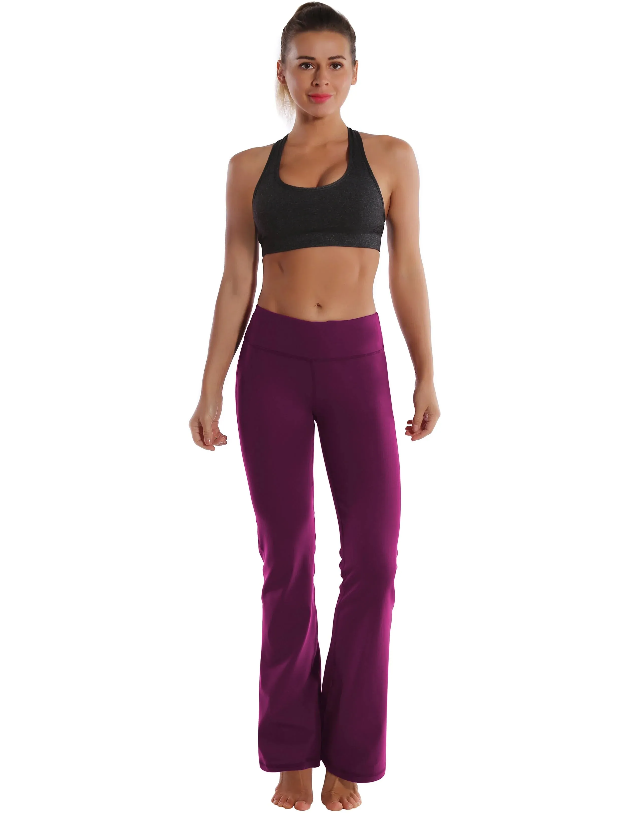 29" 31" 33" 35" Cotton Nylon Bootcut Leggings plum_yogastudio