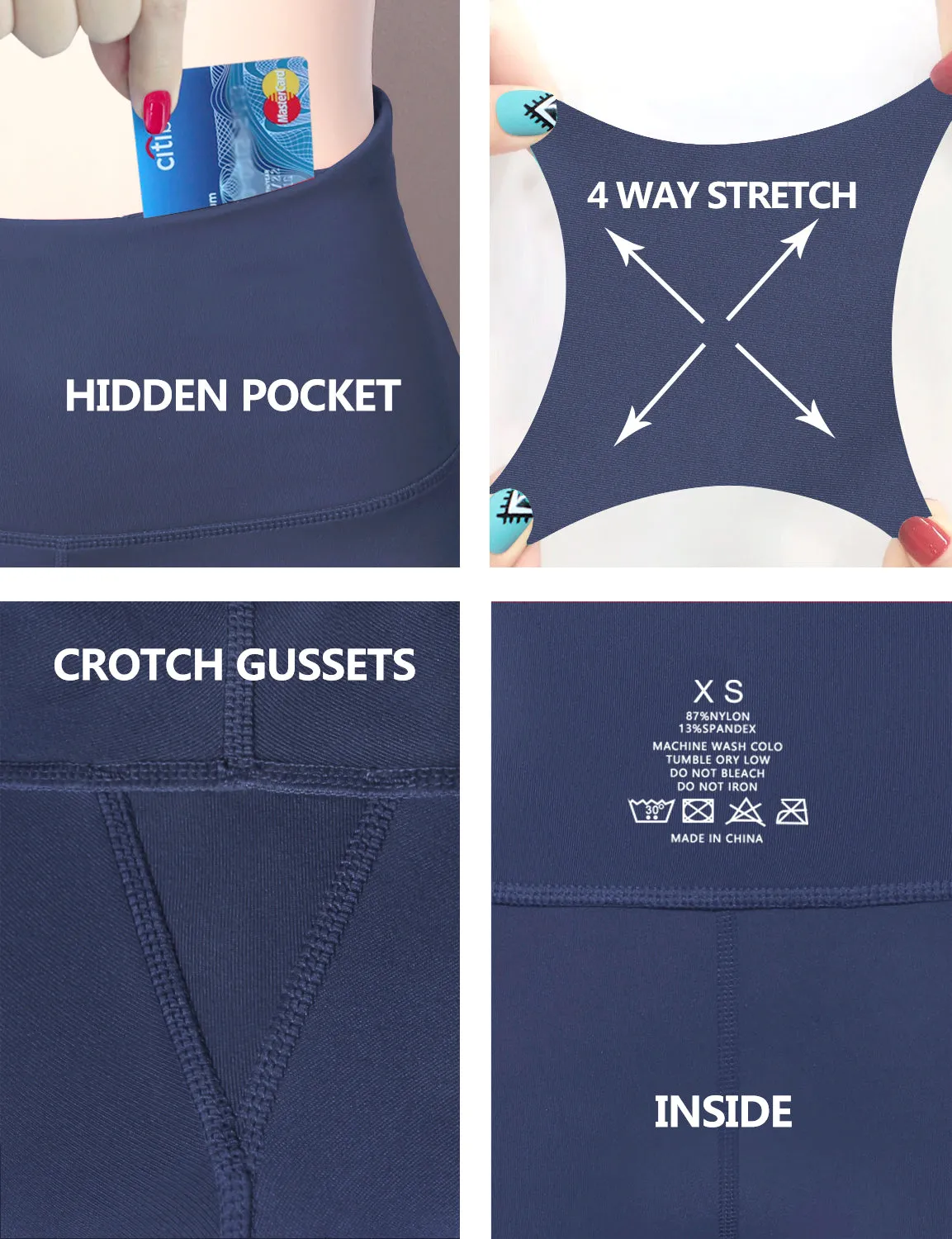 29" 31" 33" 35" Cotton Nylon Bootcut Leggings purplishblue_Biking