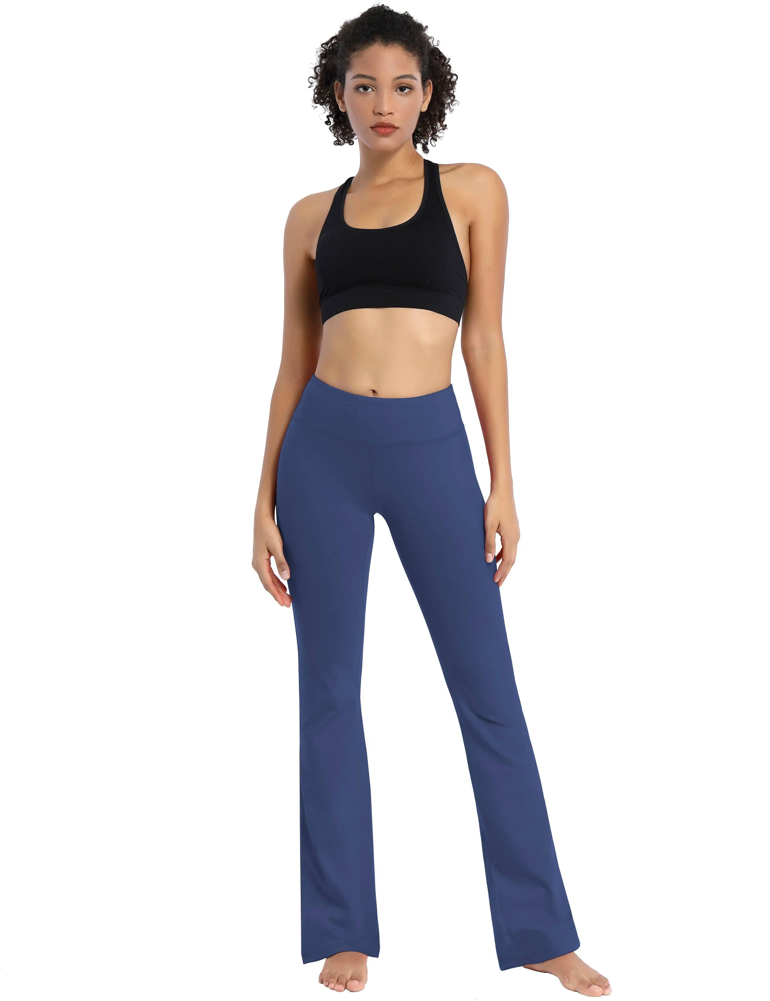 29" 31" 33" 35" Cotton Nylon Bootcut Leggings purplishblue_Biking