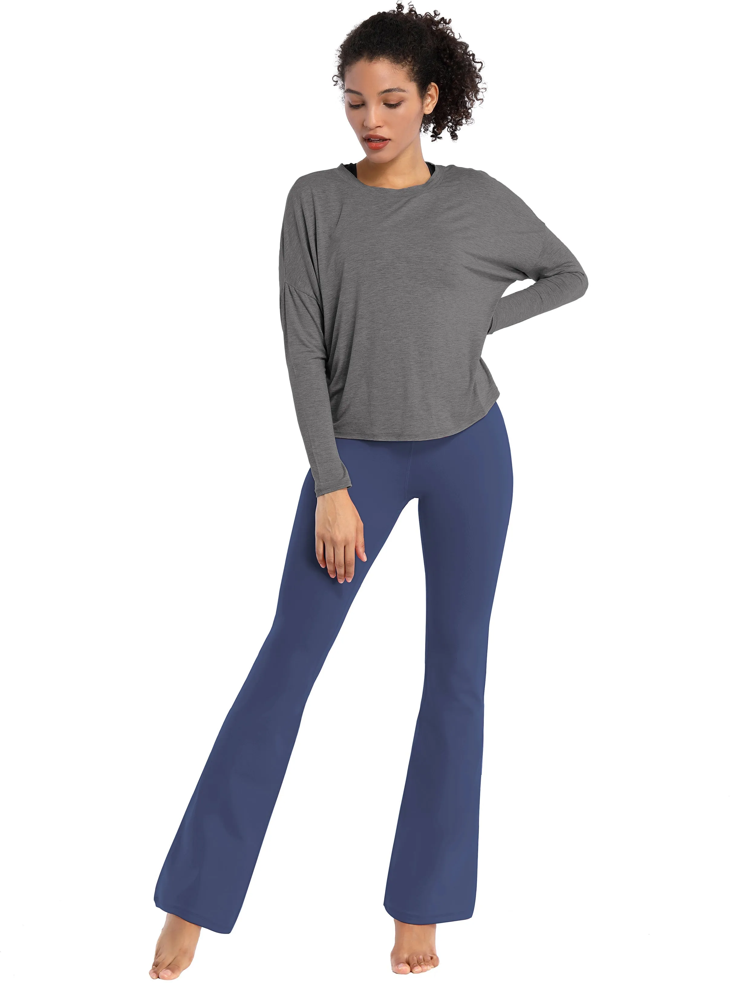 29" 31" 33" 35" Cotton Nylon Bootcut Leggings purplishblue_Tall Size