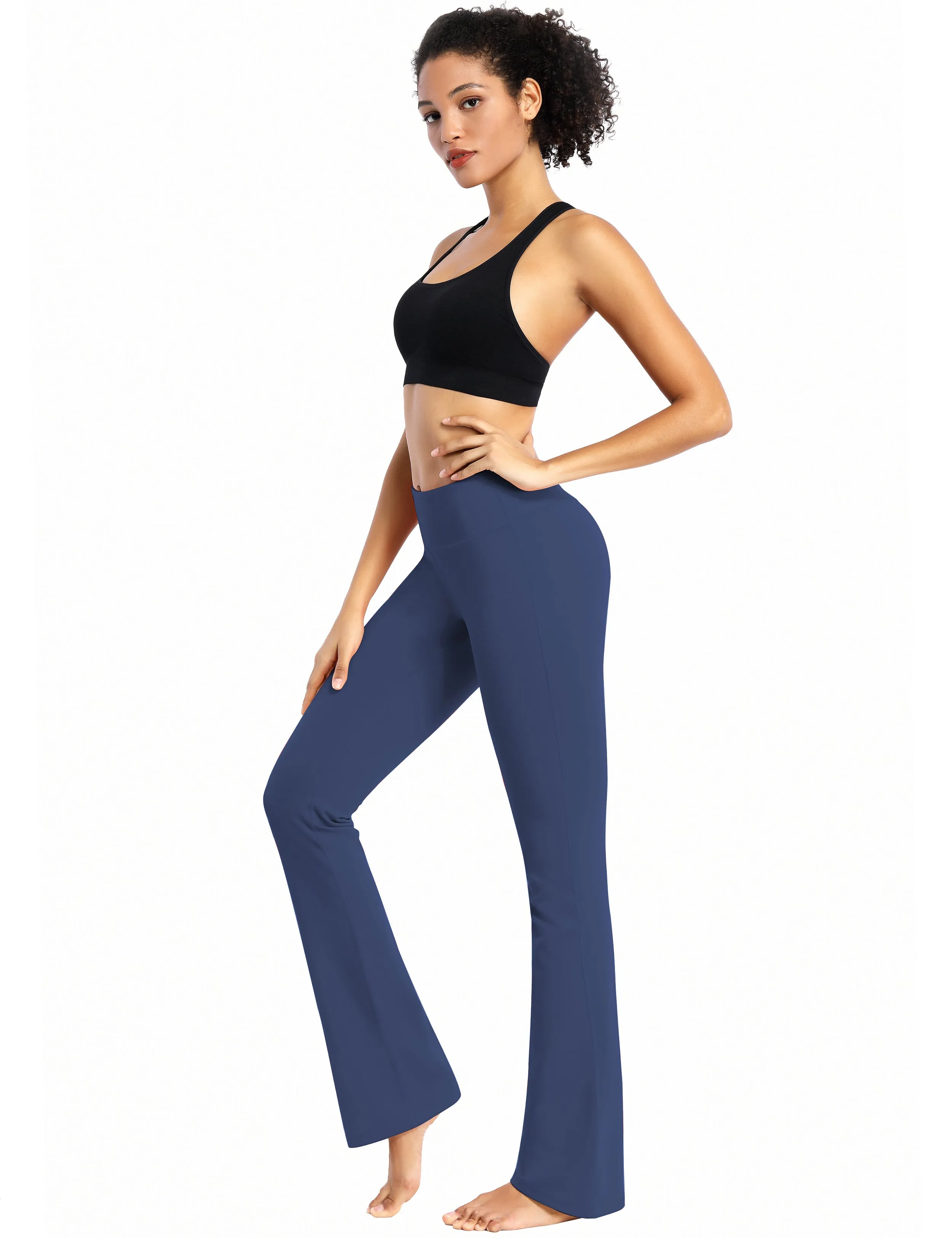29" 31" 33" 35" Cotton Nylon Bootcut Leggings purplishblue_Tall Size