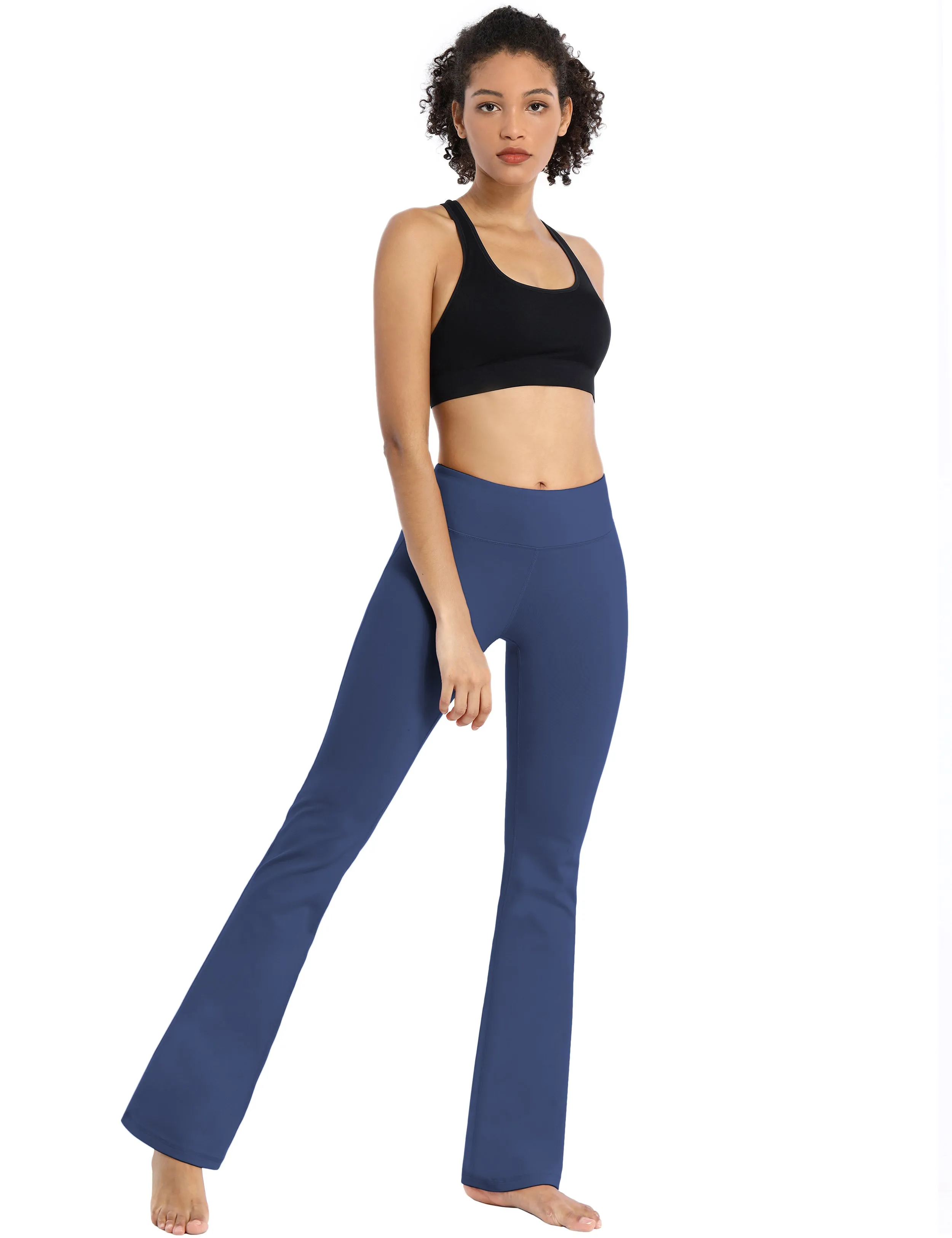 29" 31" 33" 35" Cotton Nylon Bootcut Leggings purplishblue_Tall Size