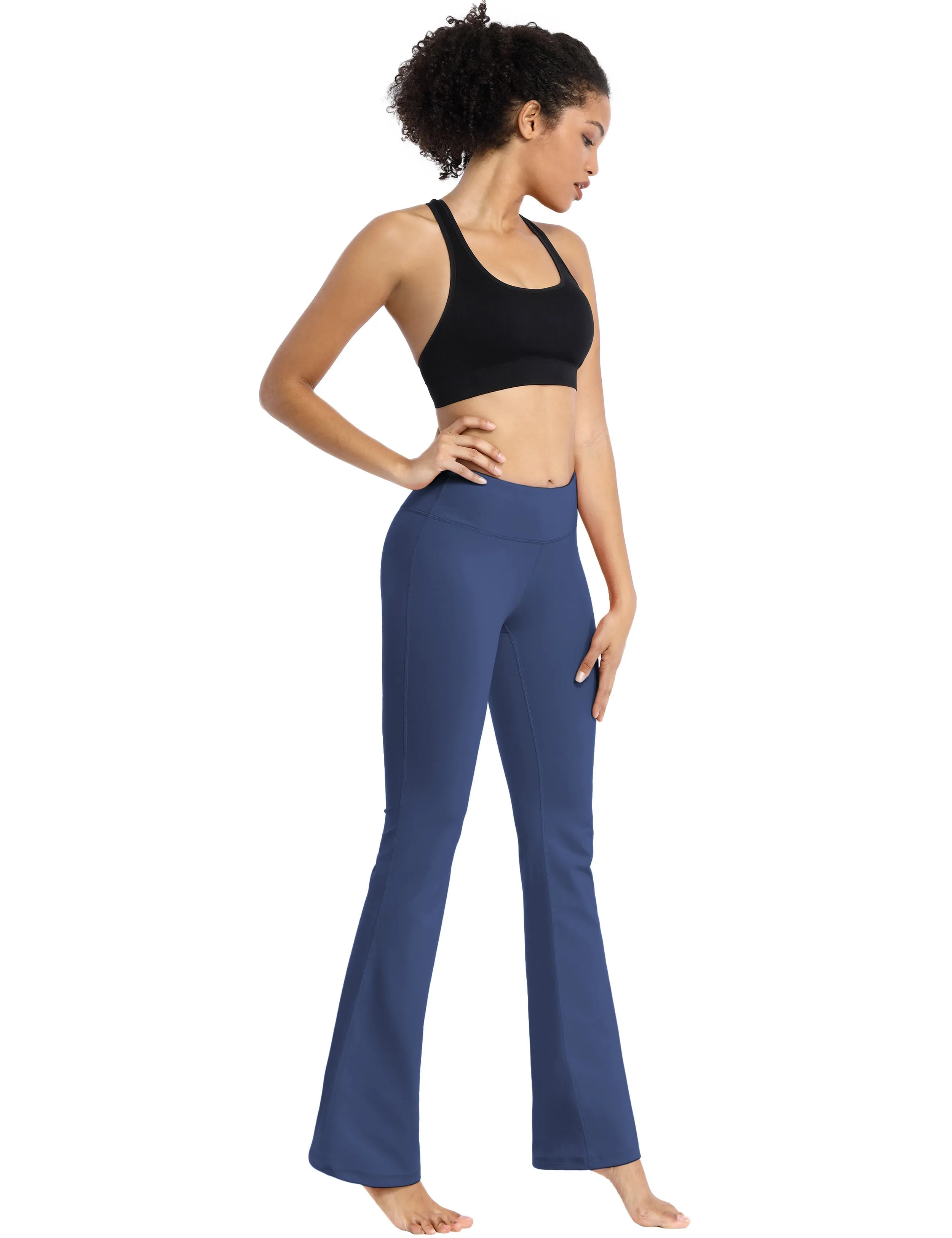 29" 31" 33" 35" Cotton Nylon Bootcut Leggings purplishblue_Tall Size