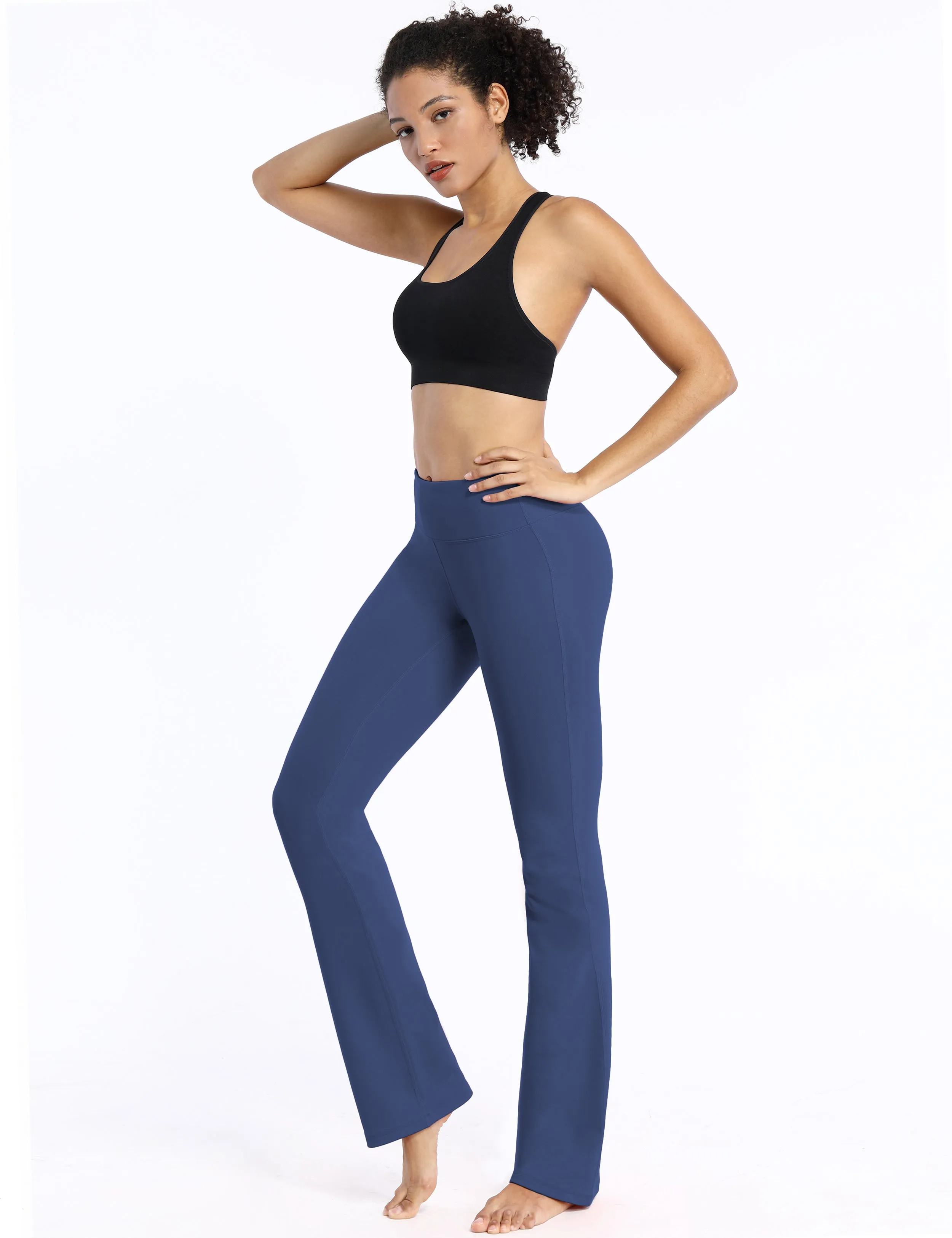 29" 31" 33" 35" Cotton Nylon Bootcut Leggings purplishblue_Tall Size
