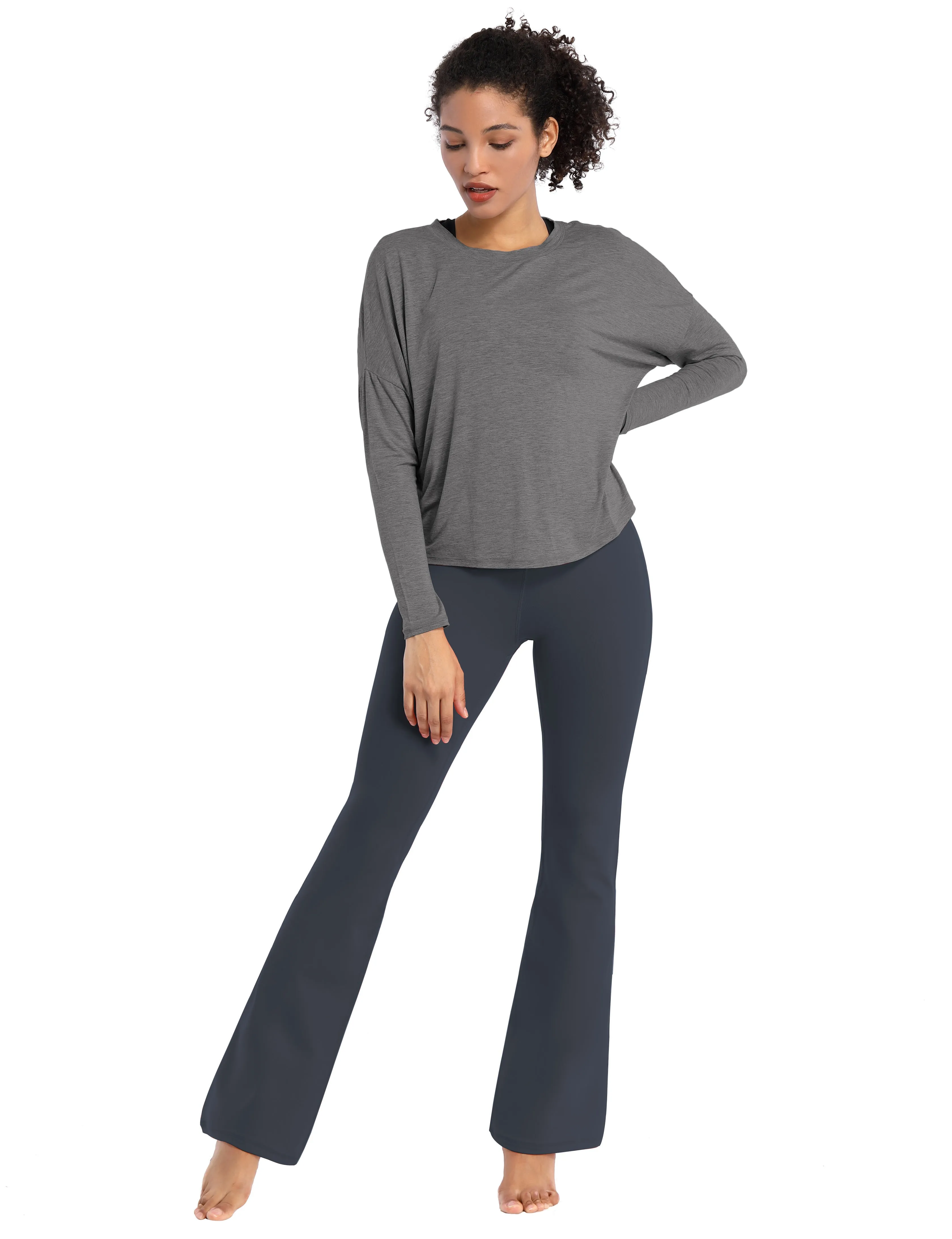 29" 31" 33" 35" Cotton Nylon Bootcut Leggings shadowcharcoal_Tall Size