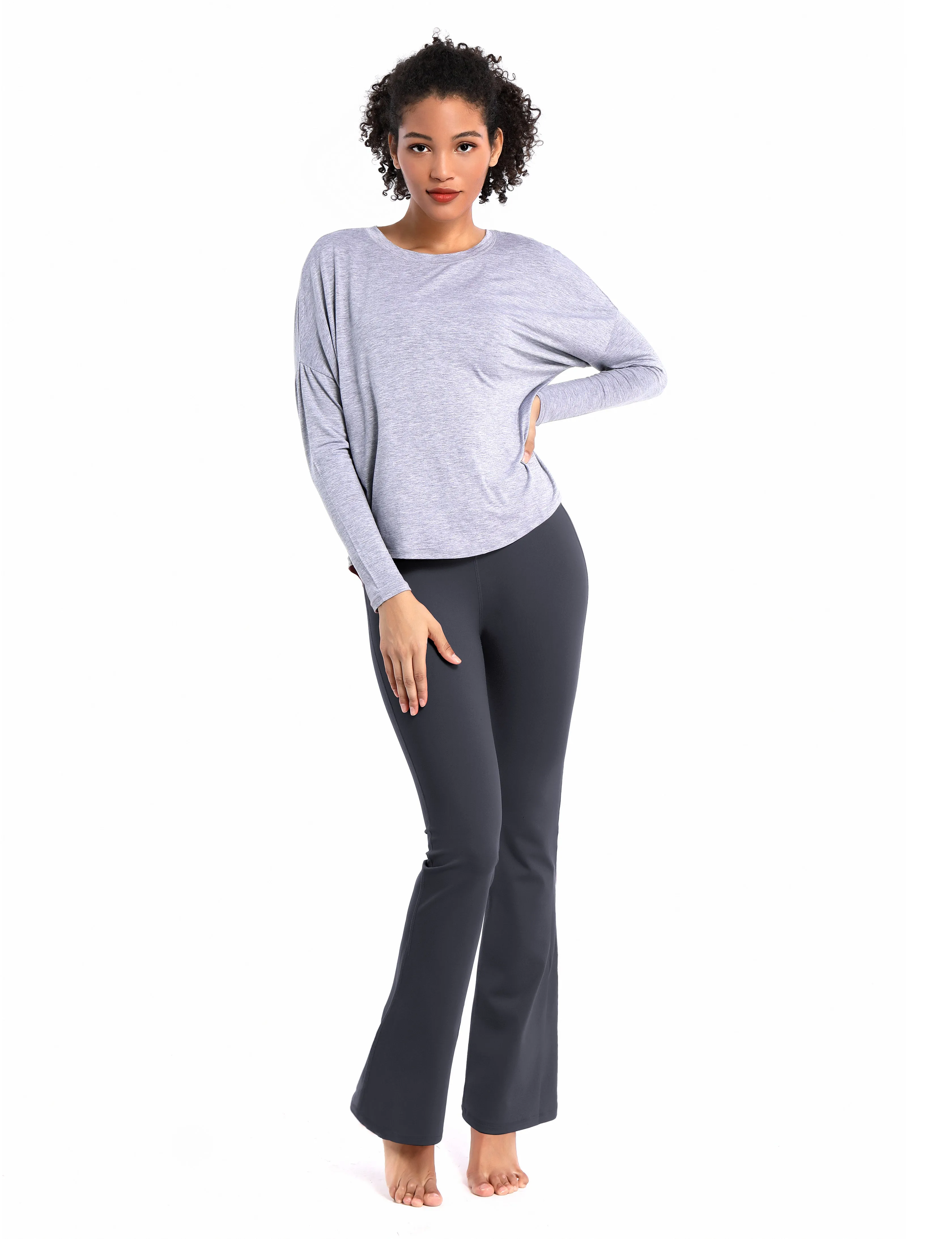 29" 31" 33" 35" Cotton Nylon Bootcut Leggings shadowcharcoal_Tall Size