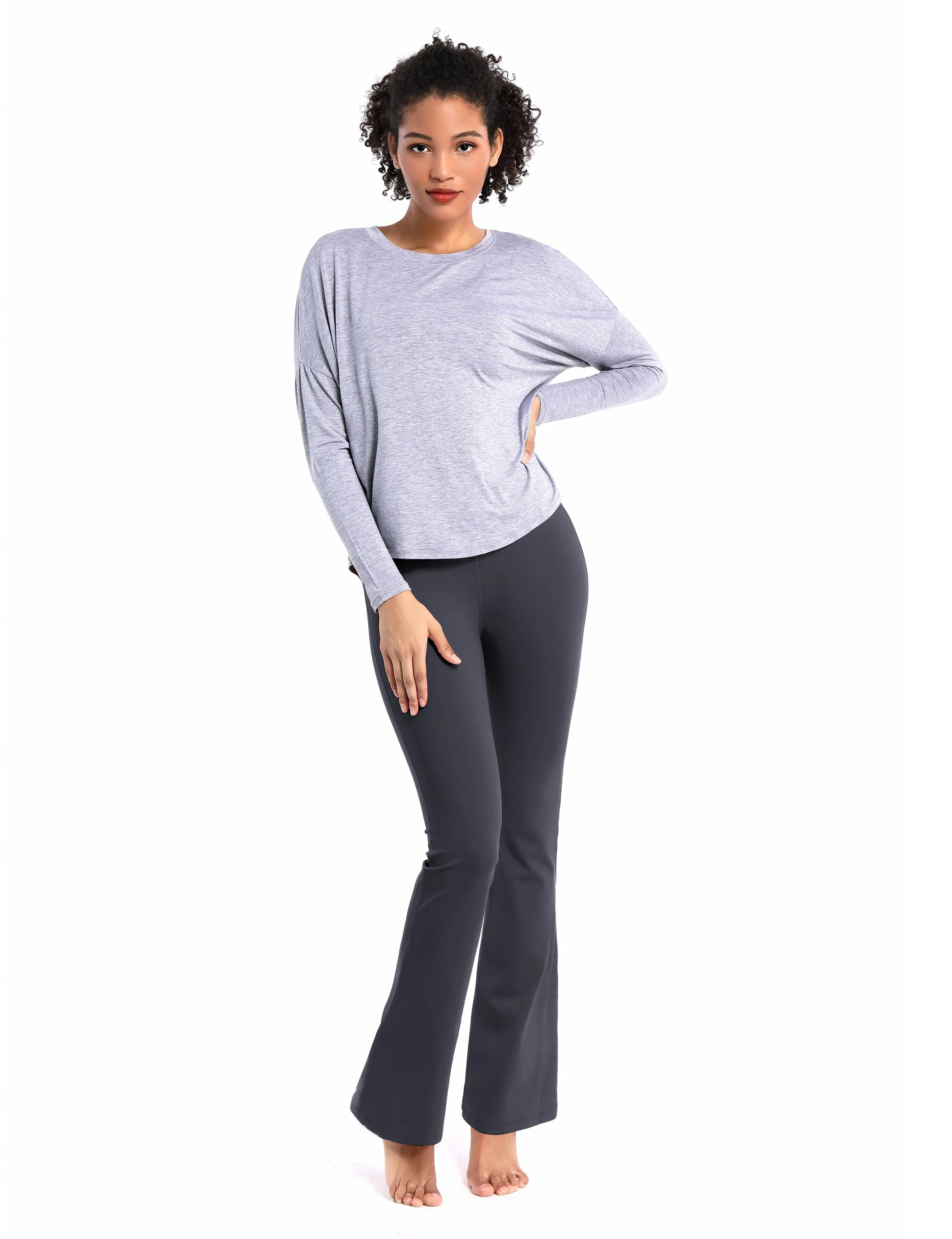 29" 31" 33" 35" Cotton Nylon Bootcut Leggings shadowcharcoal_yogastudio