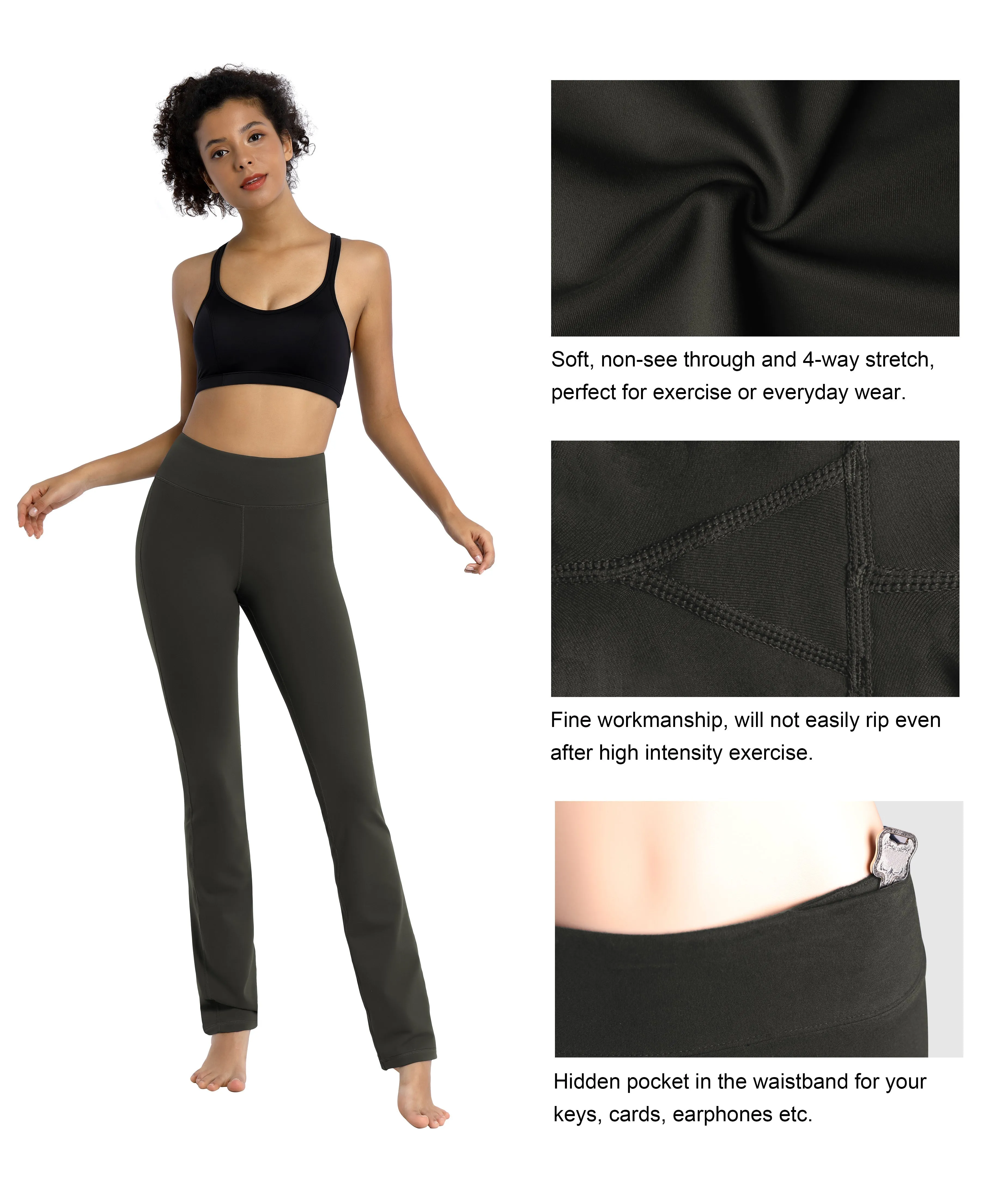 29" 31" 33" 35" Straight Leg Leggings olivegray_Plus Size