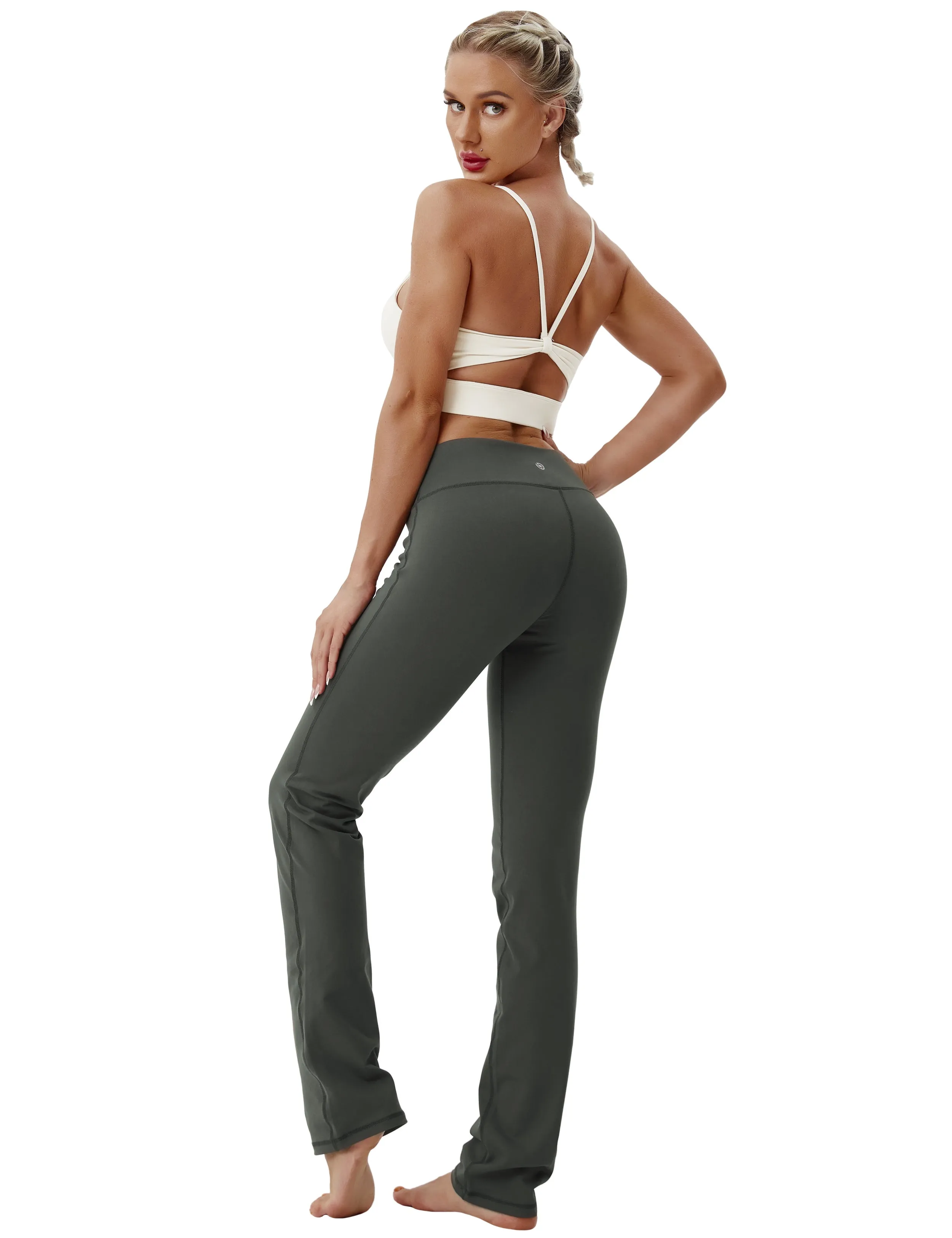 29" 31" 33" 35" Straight Leg Leggings olivegray_Plus Size