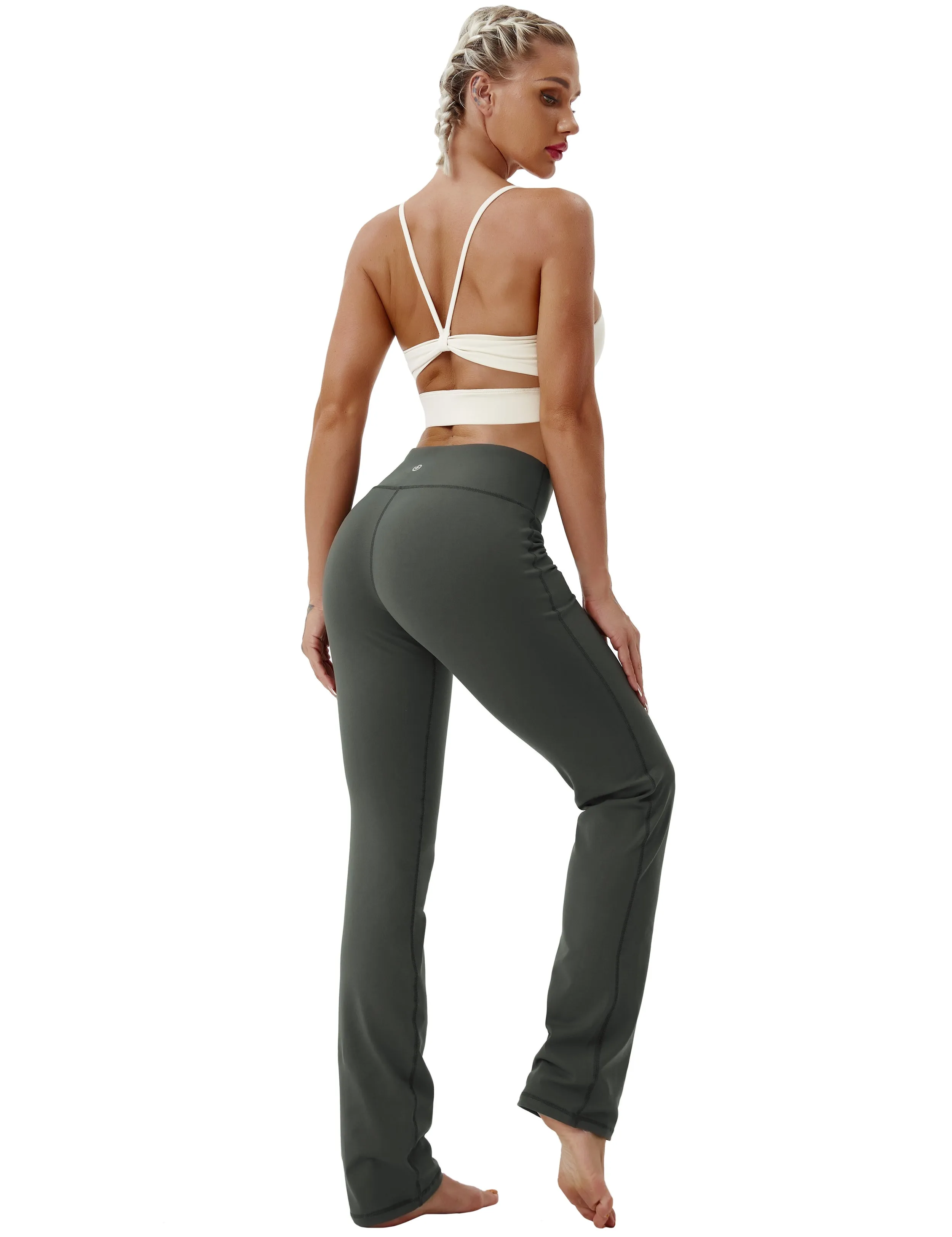 29" 31" 33" 35" Straight Leg Leggings olivegray_Plus Size