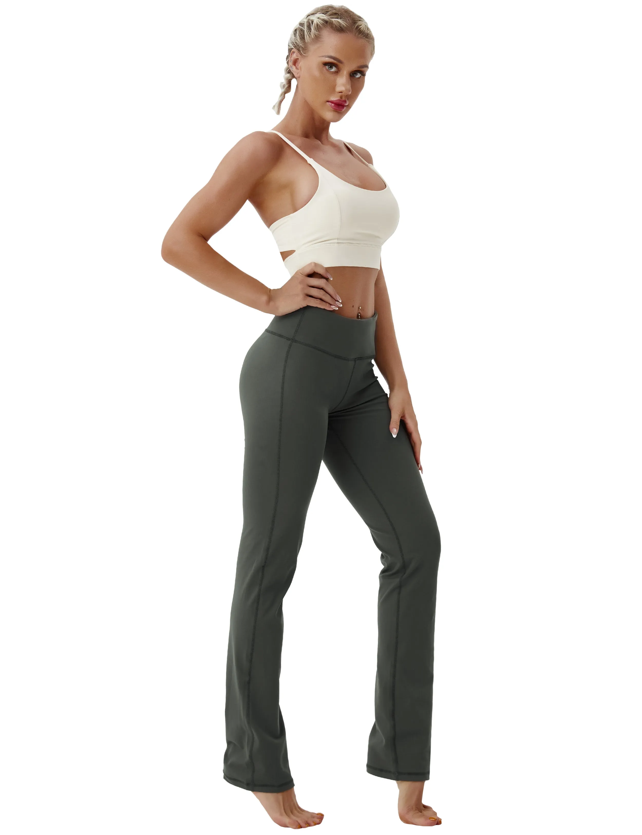 29" 31" 33" 35" Straight Leg Leggings olivegray_Plus Size
