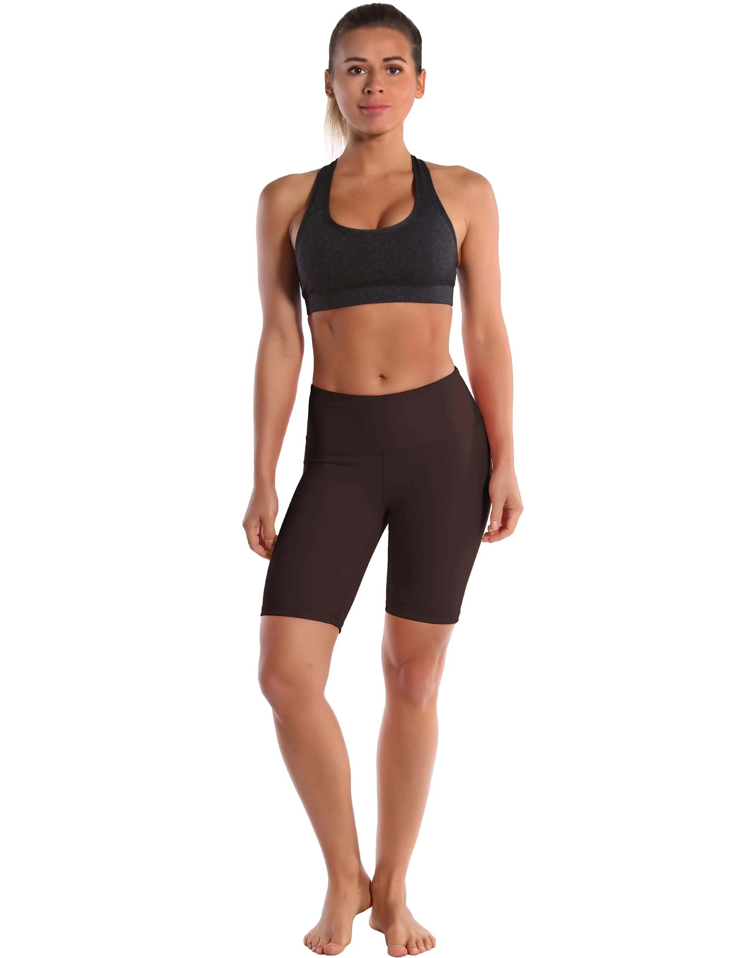 8" High Waist yogastudio Shorts mahoganymaroon_yogastudio