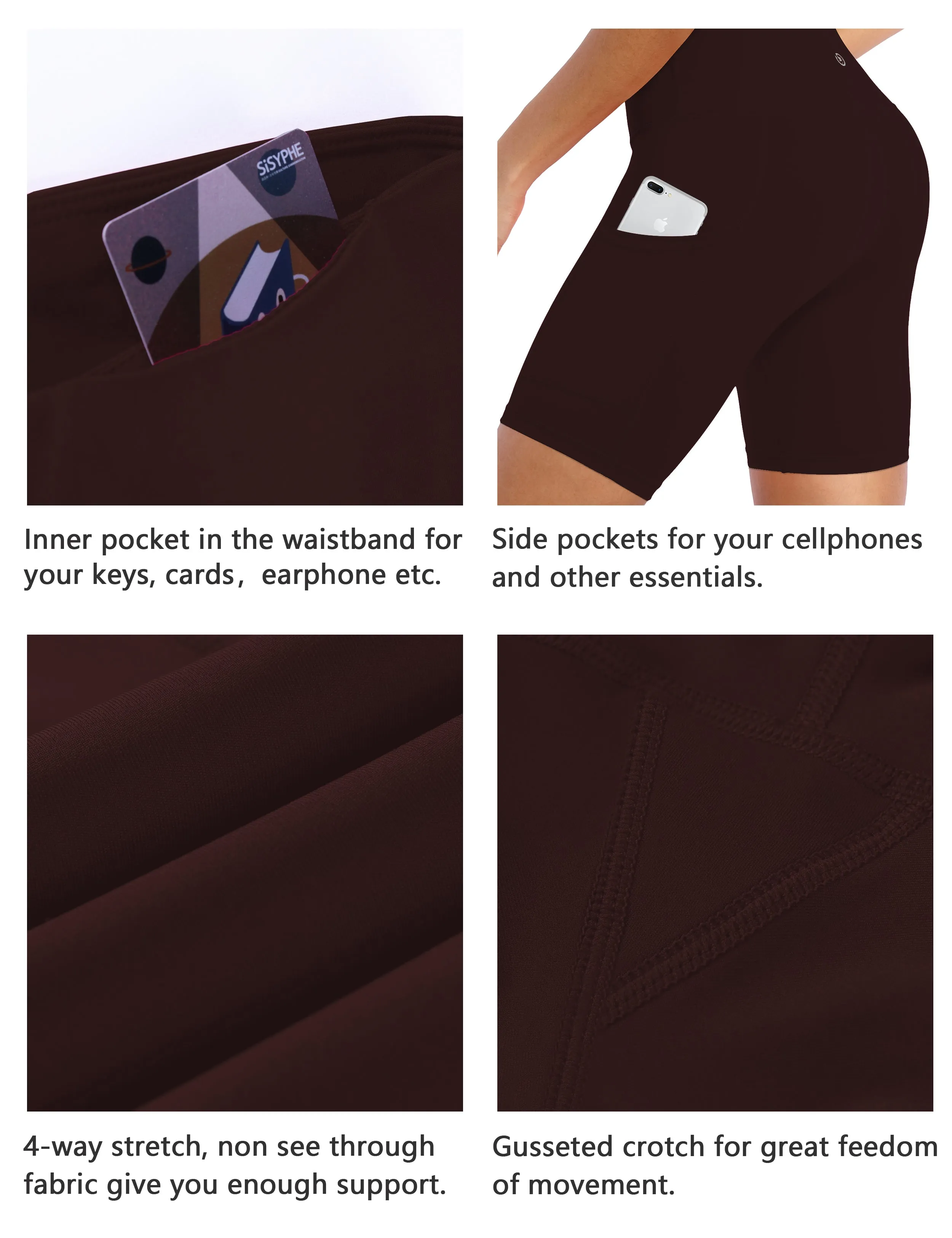8" Side Pockets Gym Shorts mahoganymaroon_Gym