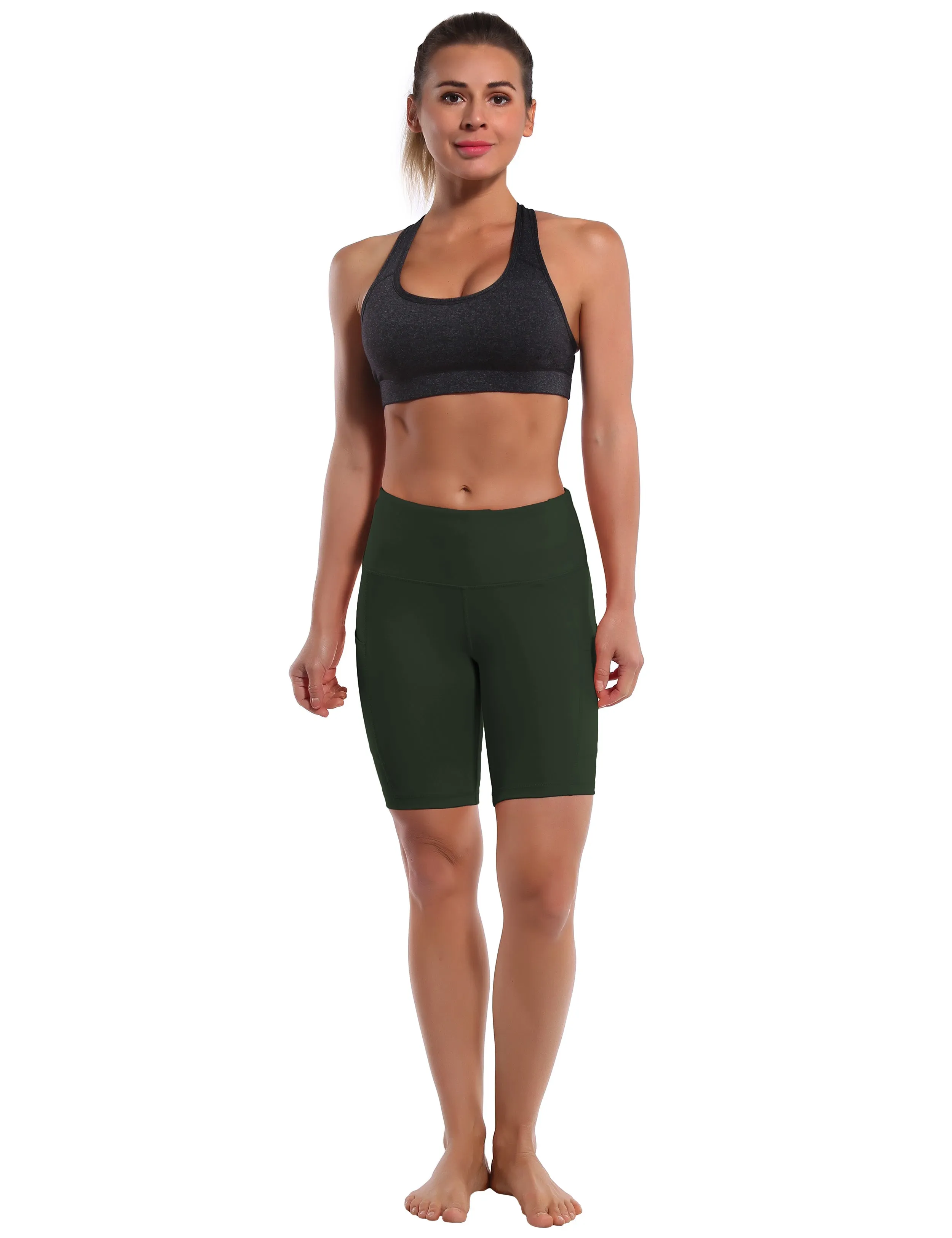8" Side Pockets Jogging Shorts olivegray_Jogging