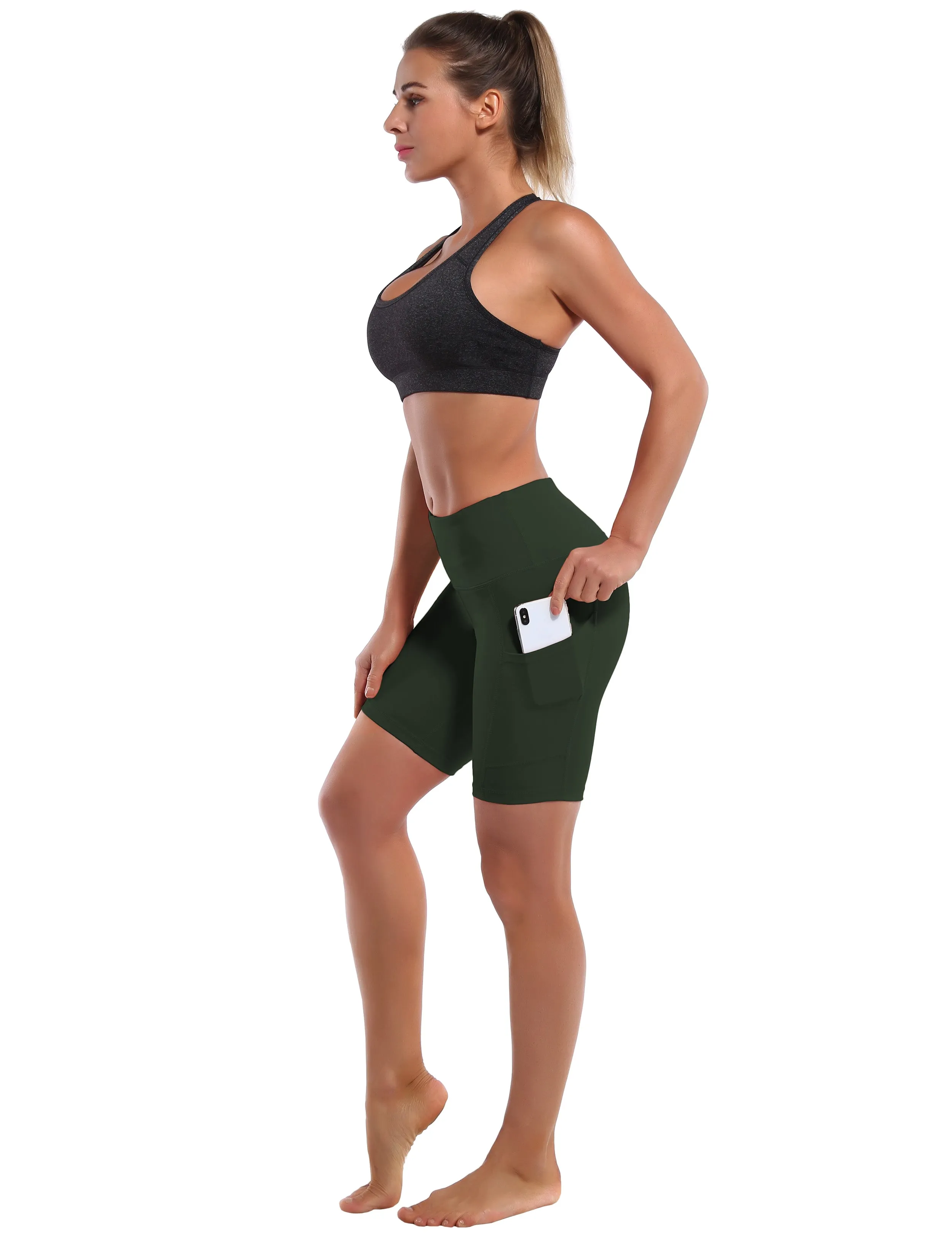 8" Side Pockets Jogging Shorts olivegray_Jogging