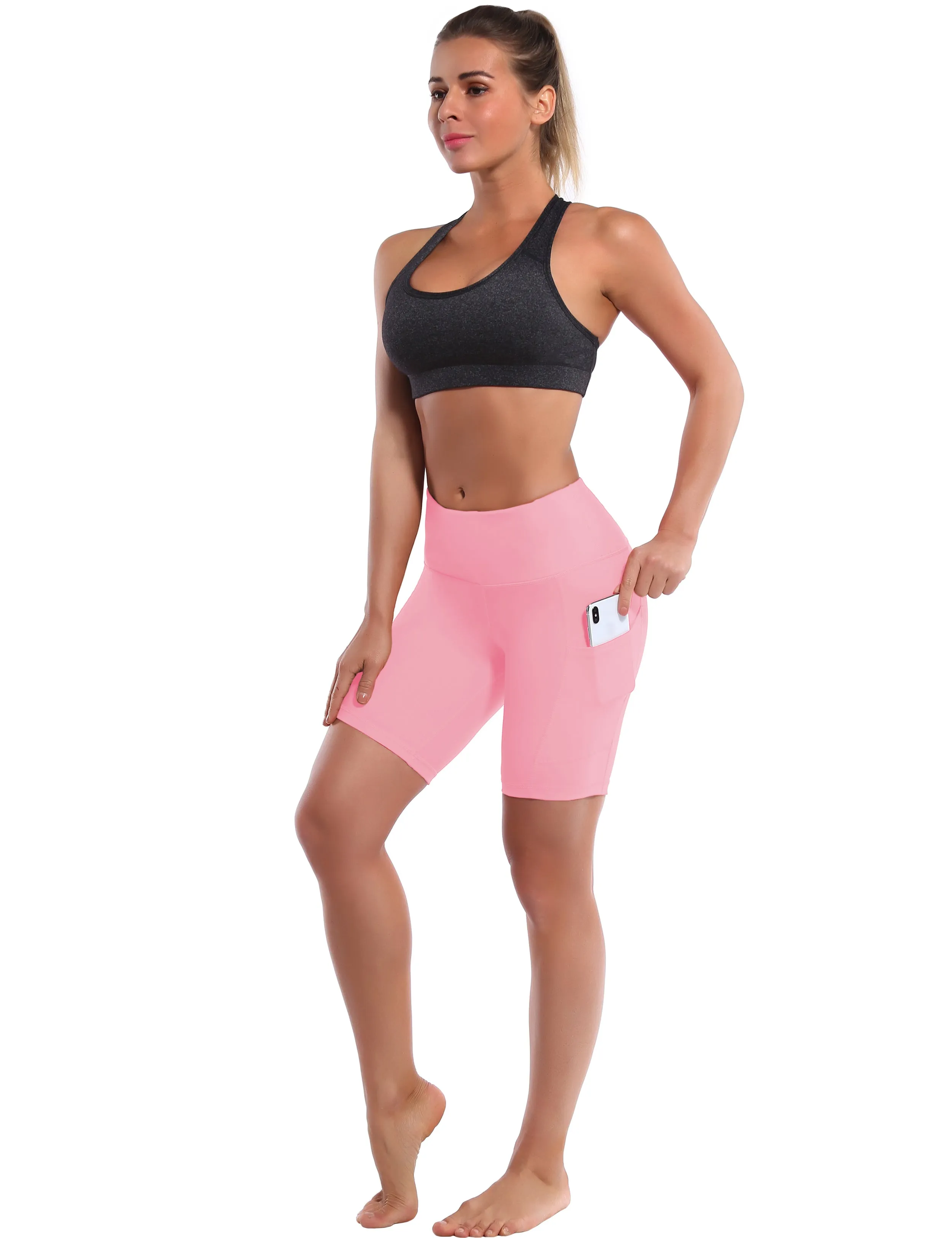 8" Side Pockets Running Shorts lemonadepink ins_Running