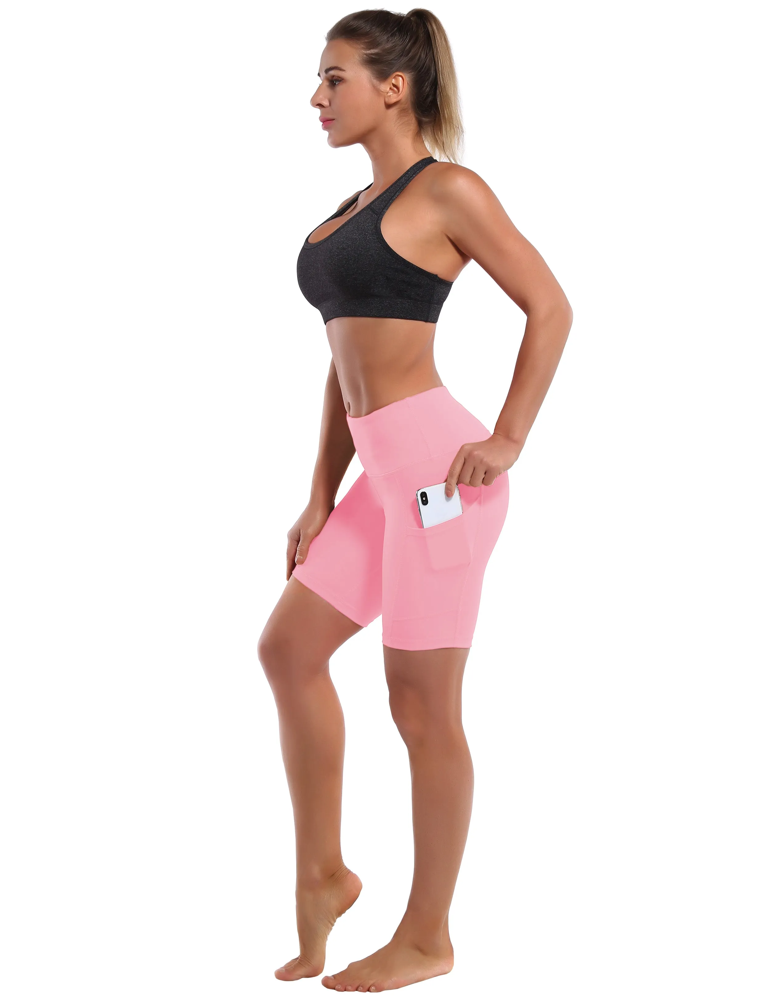 8" Side Pockets Running Shorts lemonadepink ins_Running