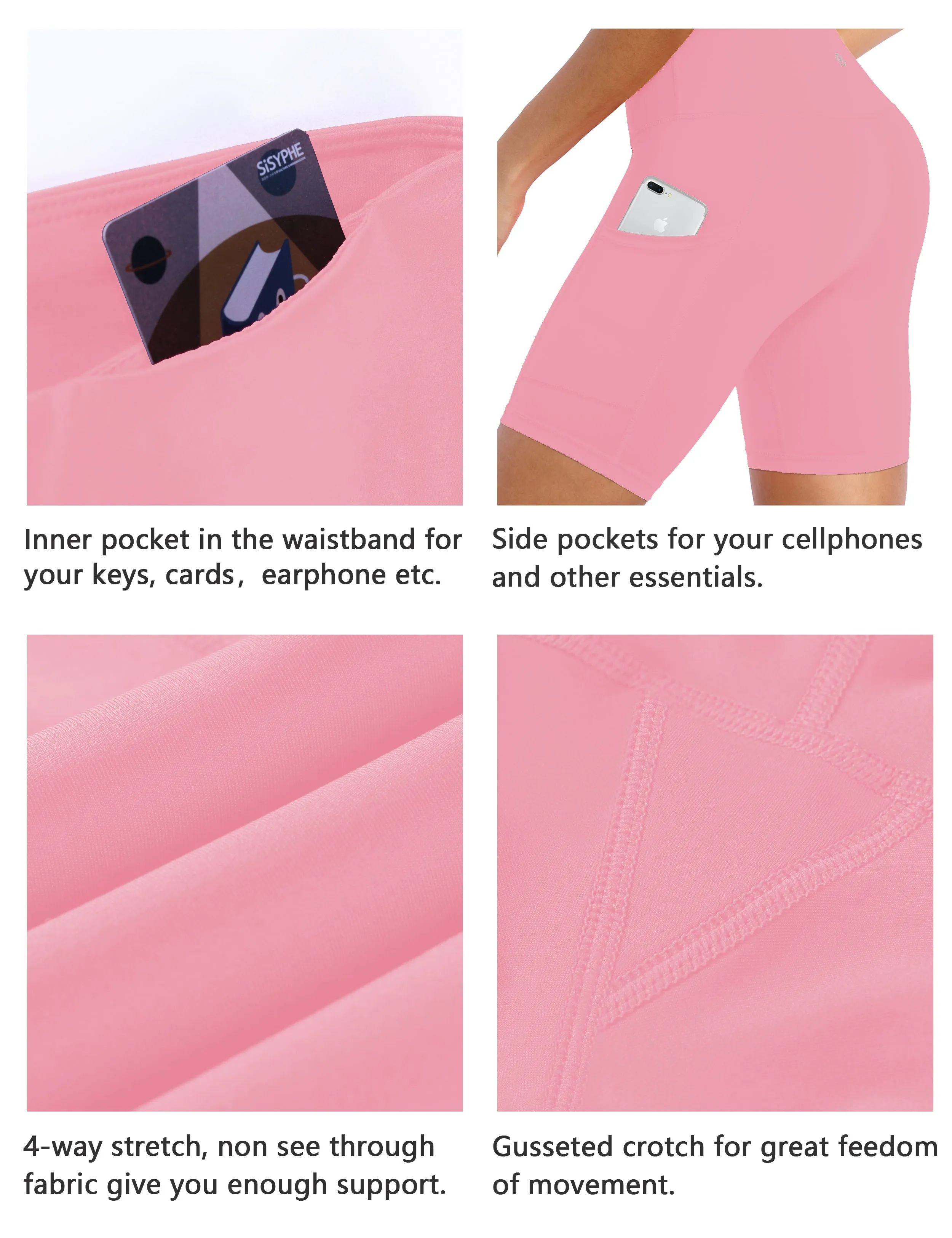 8" Side Pockets Running Shorts lemonadepink ins_Running