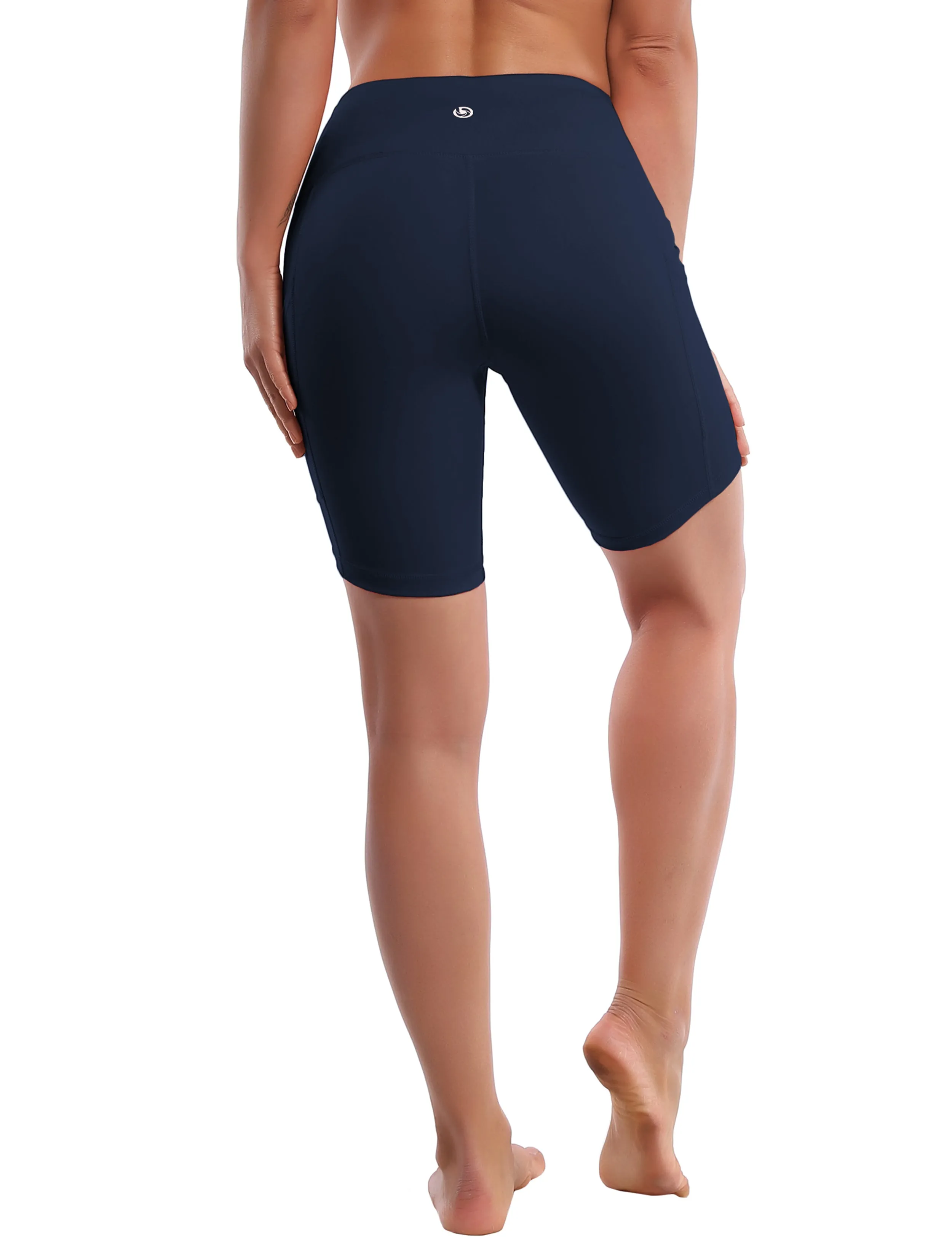 8" Side Pockets Yoga Shorts darknavy