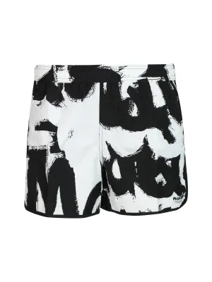 Alexander McQueen Graffiti Logo Printed Swim Shorts