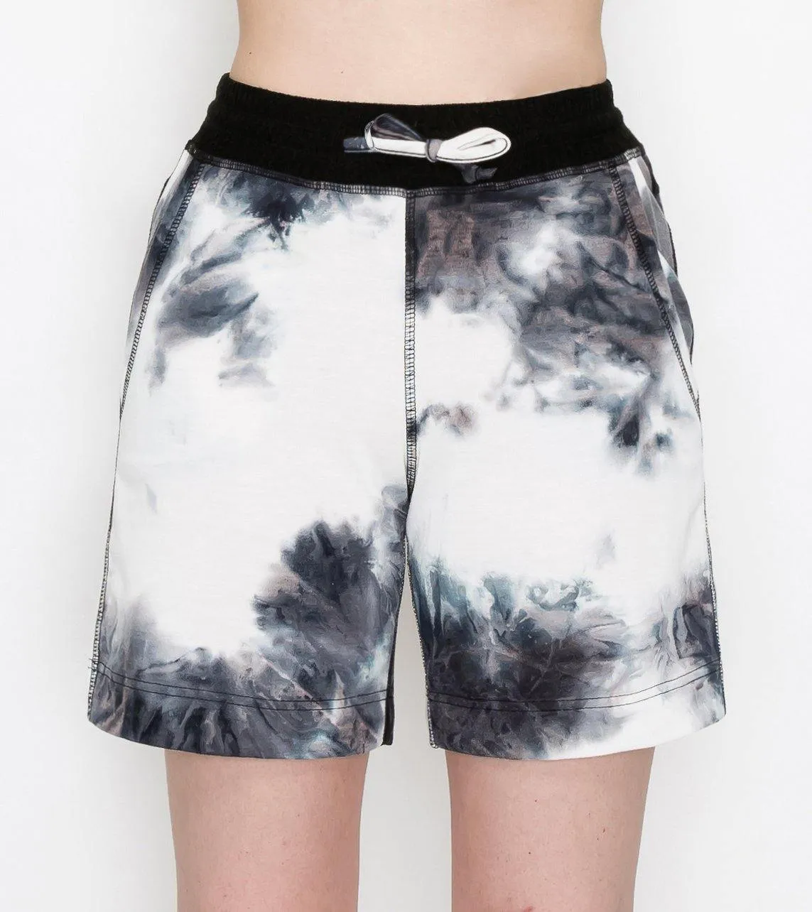 ALWAYS Women's Tie Dye French Terry 5" Shorts - 4-Way Stretch Yoga Casual Jersey Elastic Drawstring Lounge Pajama Running Shorts with Pockets