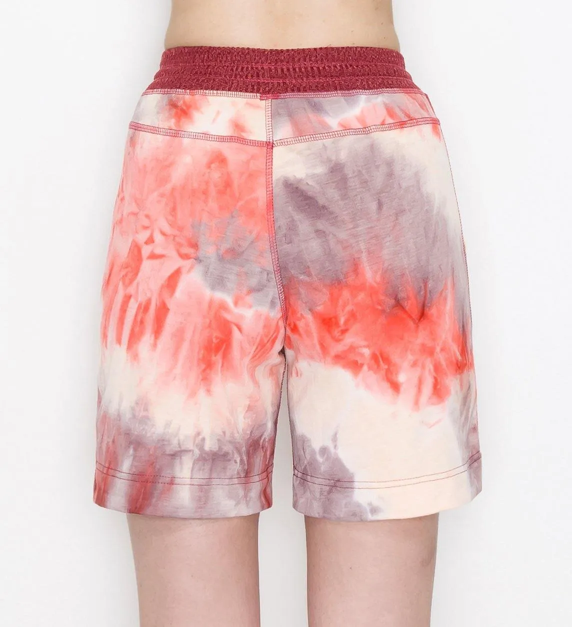 ALWAYS Women's Tie Dye French Terry 5" Shorts - 4-Way Stretch Yoga Casual Jersey Elastic Drawstring Lounge Pajama Running Shorts with Pockets