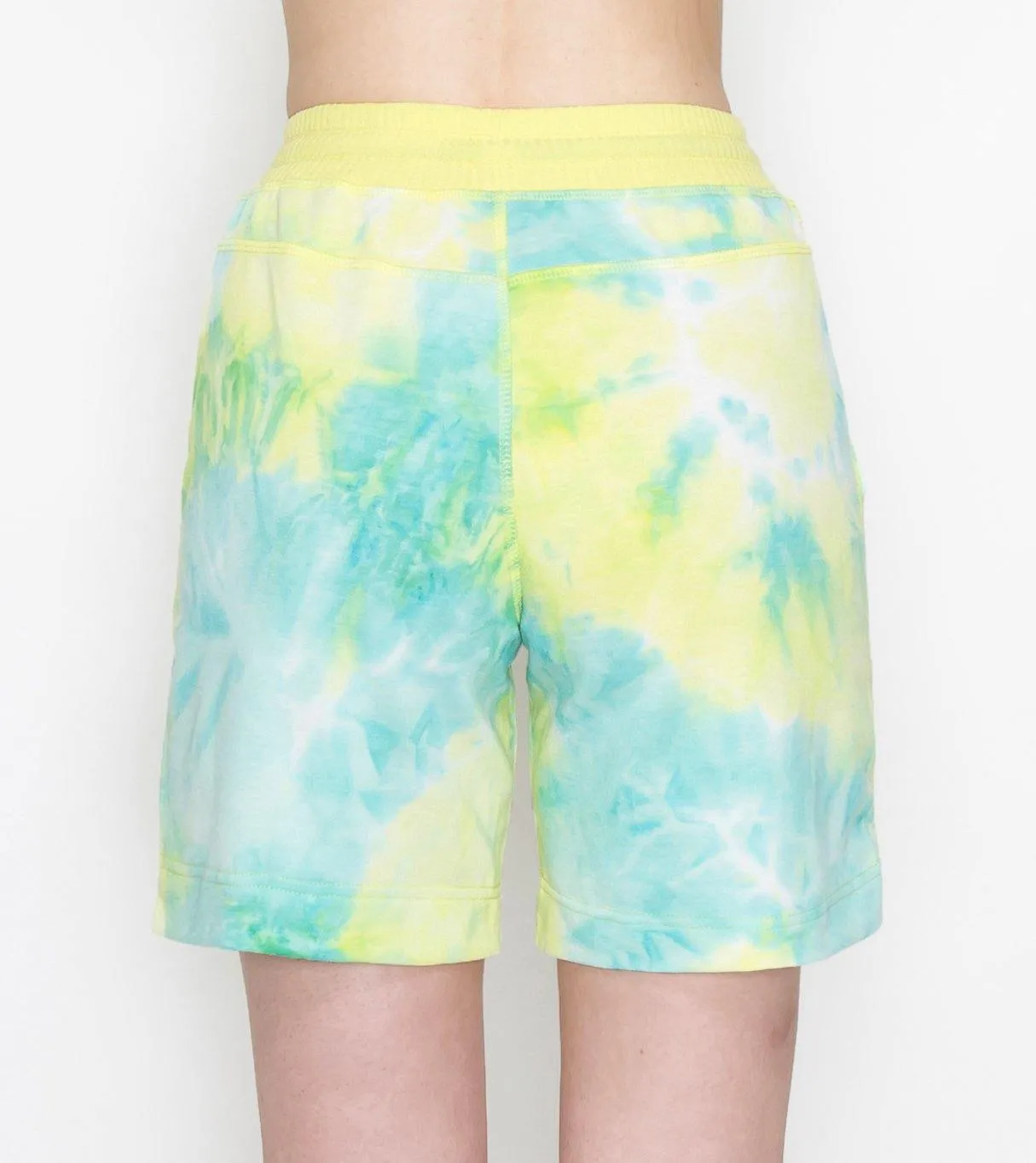ALWAYS Women's Tie Dye French Terry 5" Shorts - 4-Way Stretch Yoga Casual Jersey Elastic Drawstring Lounge Pajama Running Shorts with Pockets