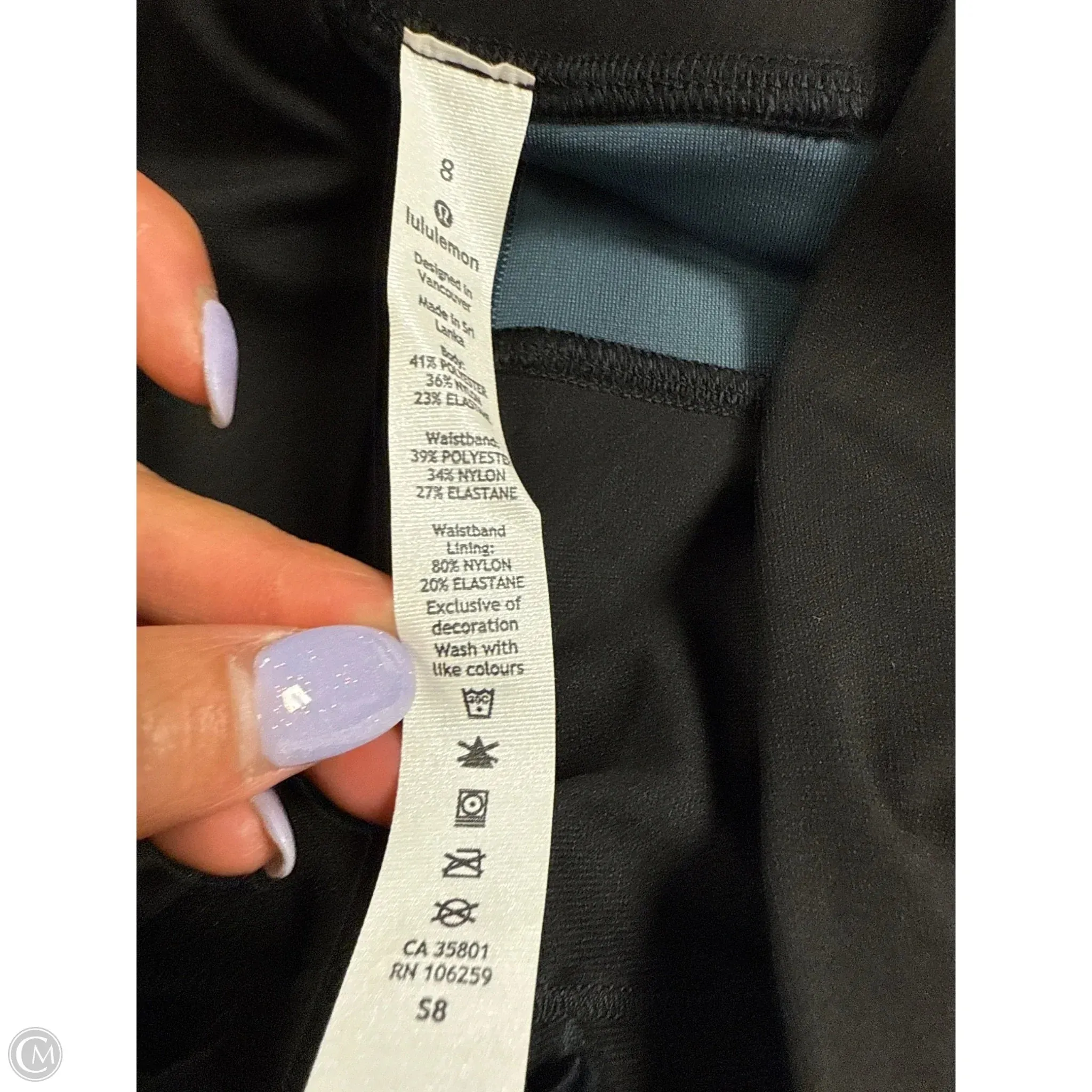 Athletic Leggings By Lululemon In Black & Blue, Size: 8