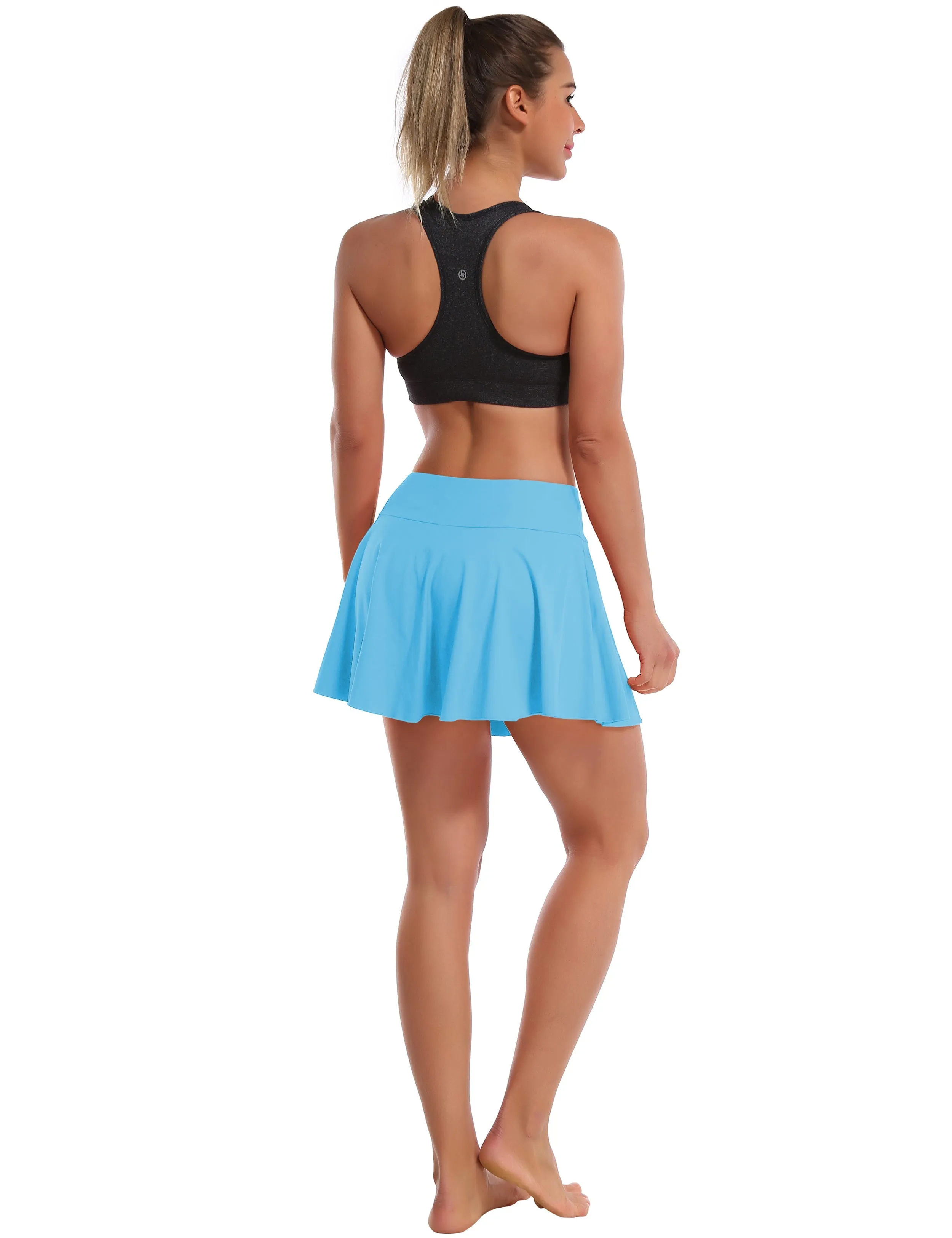 Athletic Tennis Golf Pleated Skort with Pocket Shorts blue_Running