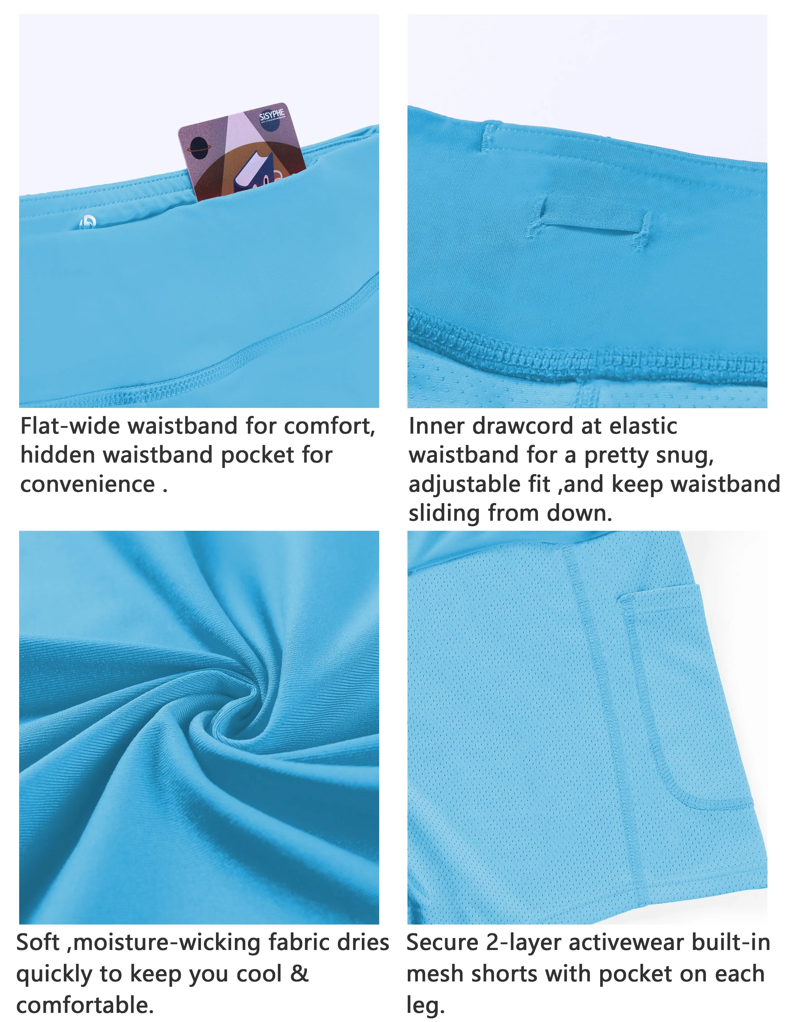 Athletic Tennis Golf Pleated Skort with Pocket Shorts blue_Running