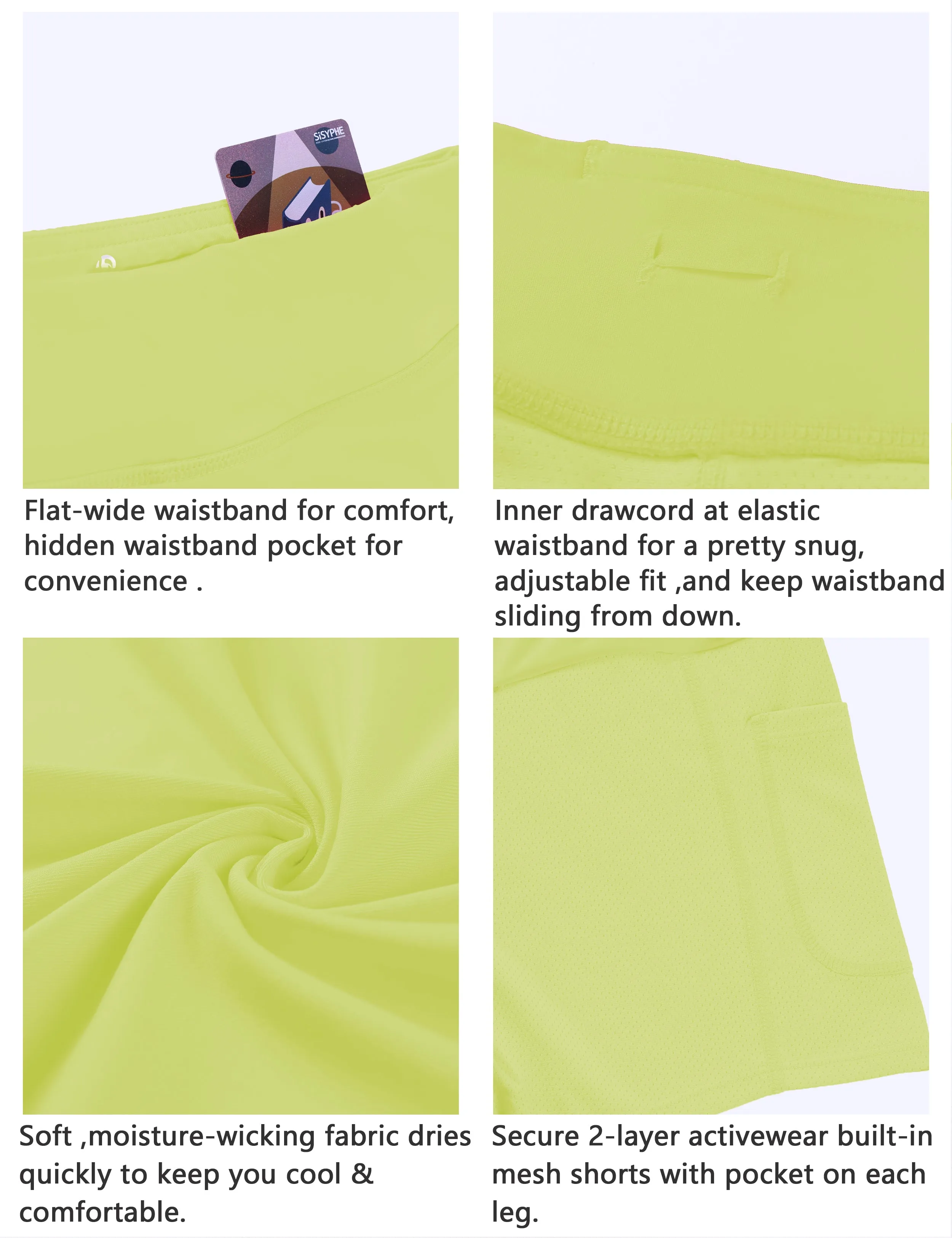 Athletic Tennis Golf Skort with Pockets Shorts neonyellow_Running