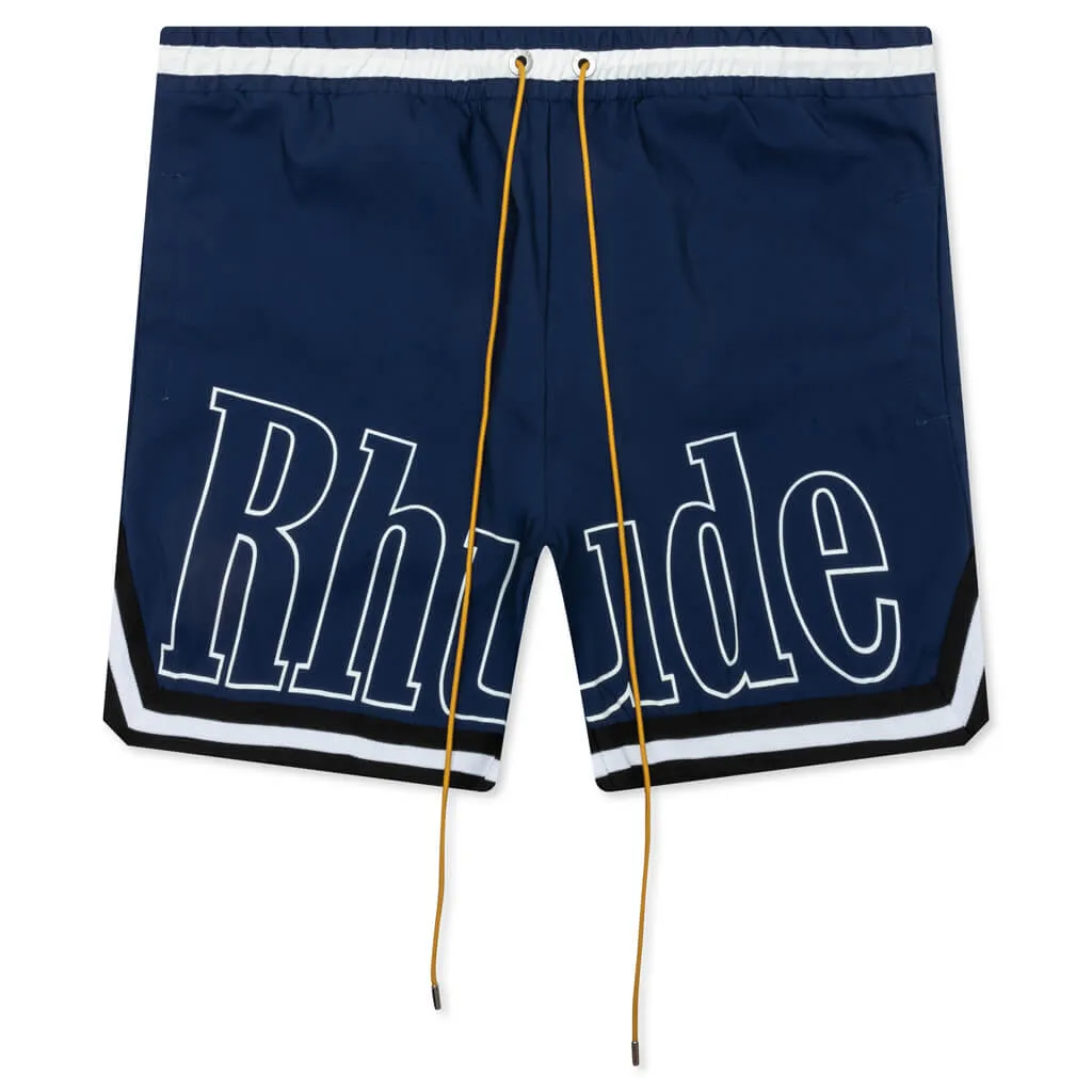 Basketball Logo Swim Short - Blue/Black/White