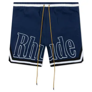 Basketball Logo Swim Short - Blue/Black/White