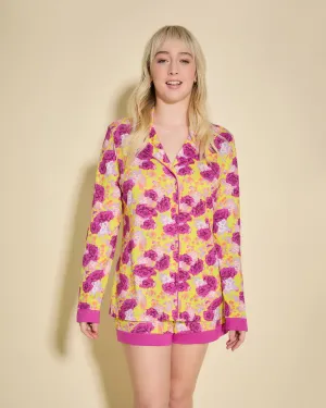 Bedrucktes Langärmeliges Top & Boxer Pyjama-Set