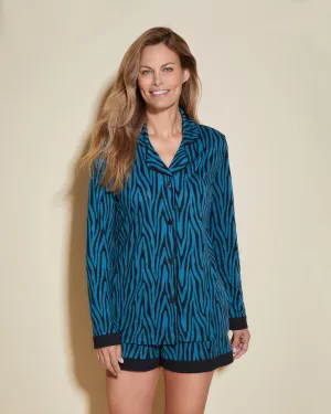 Bedrucktes Langärmeliges Top & Boxer Pyjama-Set