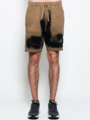 Beige/Black Airbrushed Fleece Bermuda