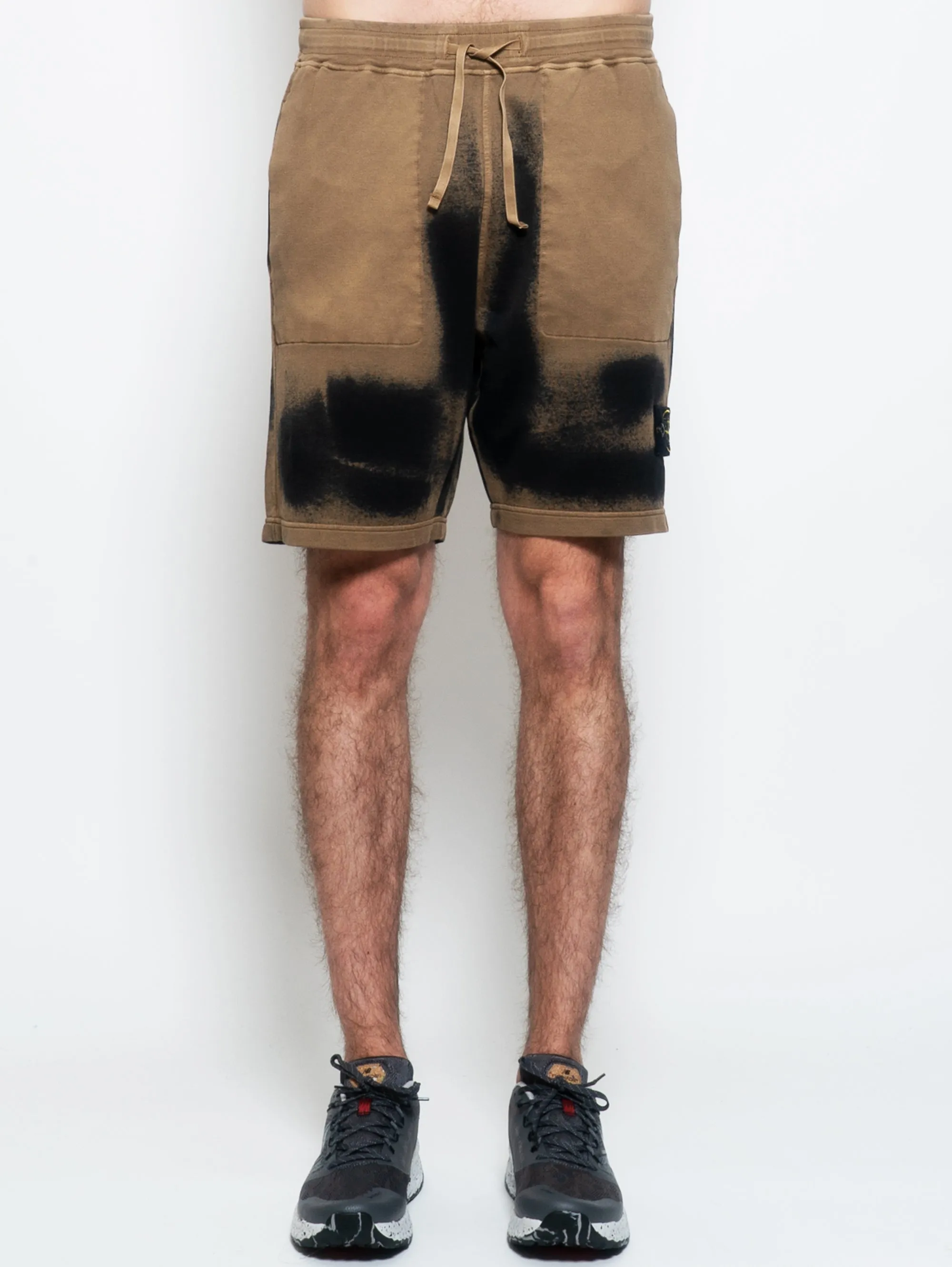 Beige/Black Airbrushed Fleece Bermuda