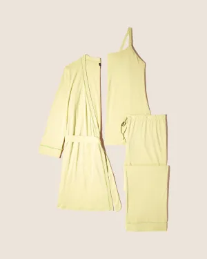Conjunto De Pijama Para Lactancia De 3 Piezas Con Bata