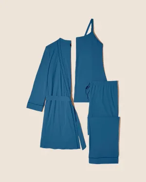 Conjunto De Pijama Para Lactancia De 3 Piezas Con Bata