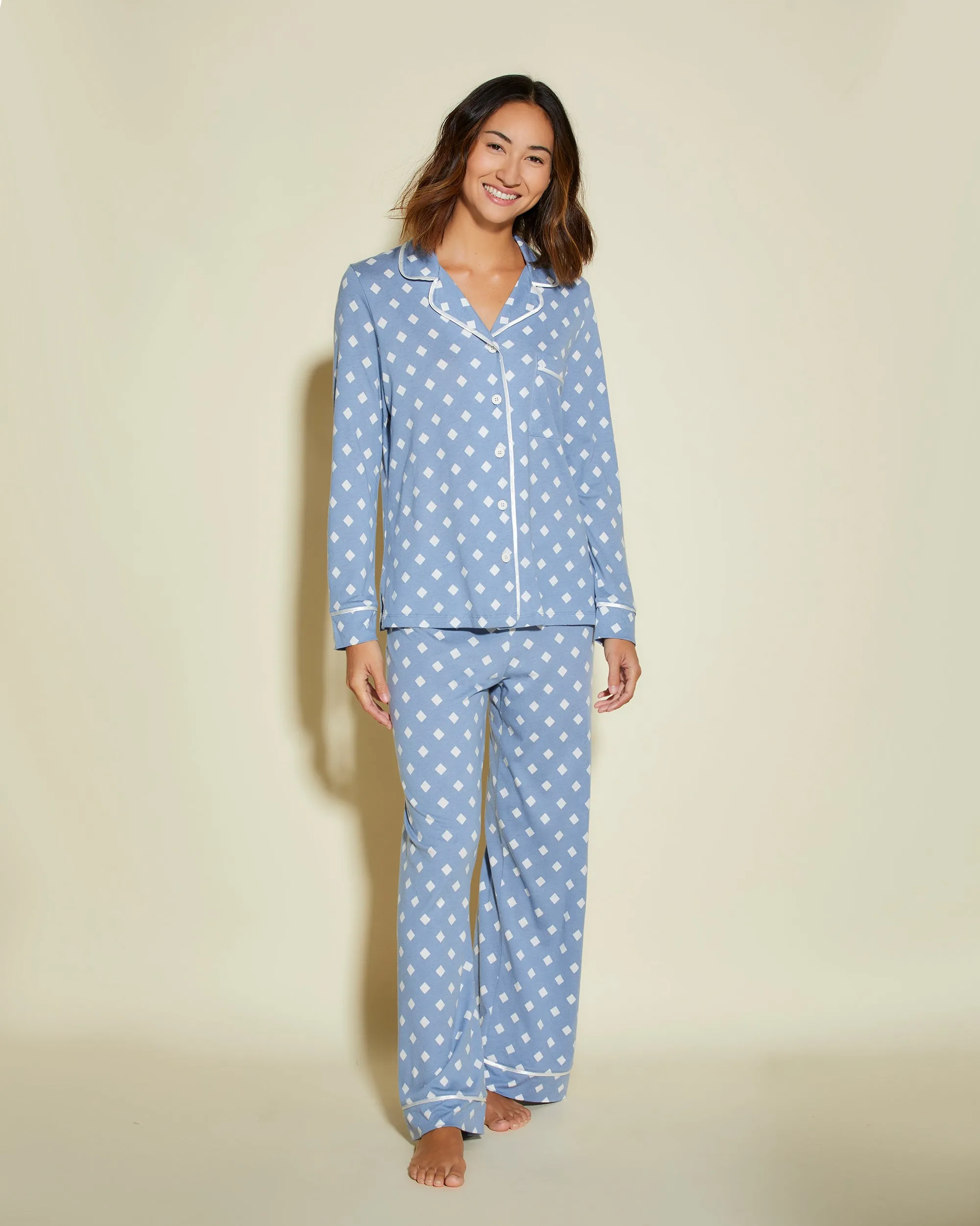Conjunto De Pijama Petite Con Camisa De Manga Larga Y Pantalones