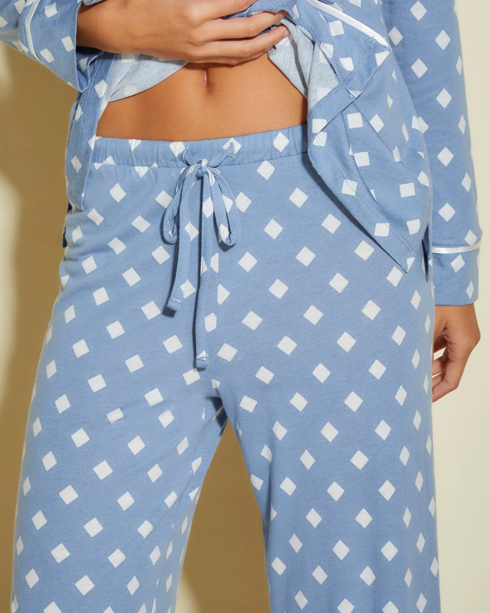 Conjunto De Pijama Petite Con Camisa De Manga Larga Y Pantalones