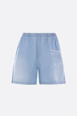 cotton and linen drawstring shorts with logo print