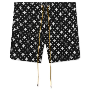 Cross Bandana Swim Short - Black/White