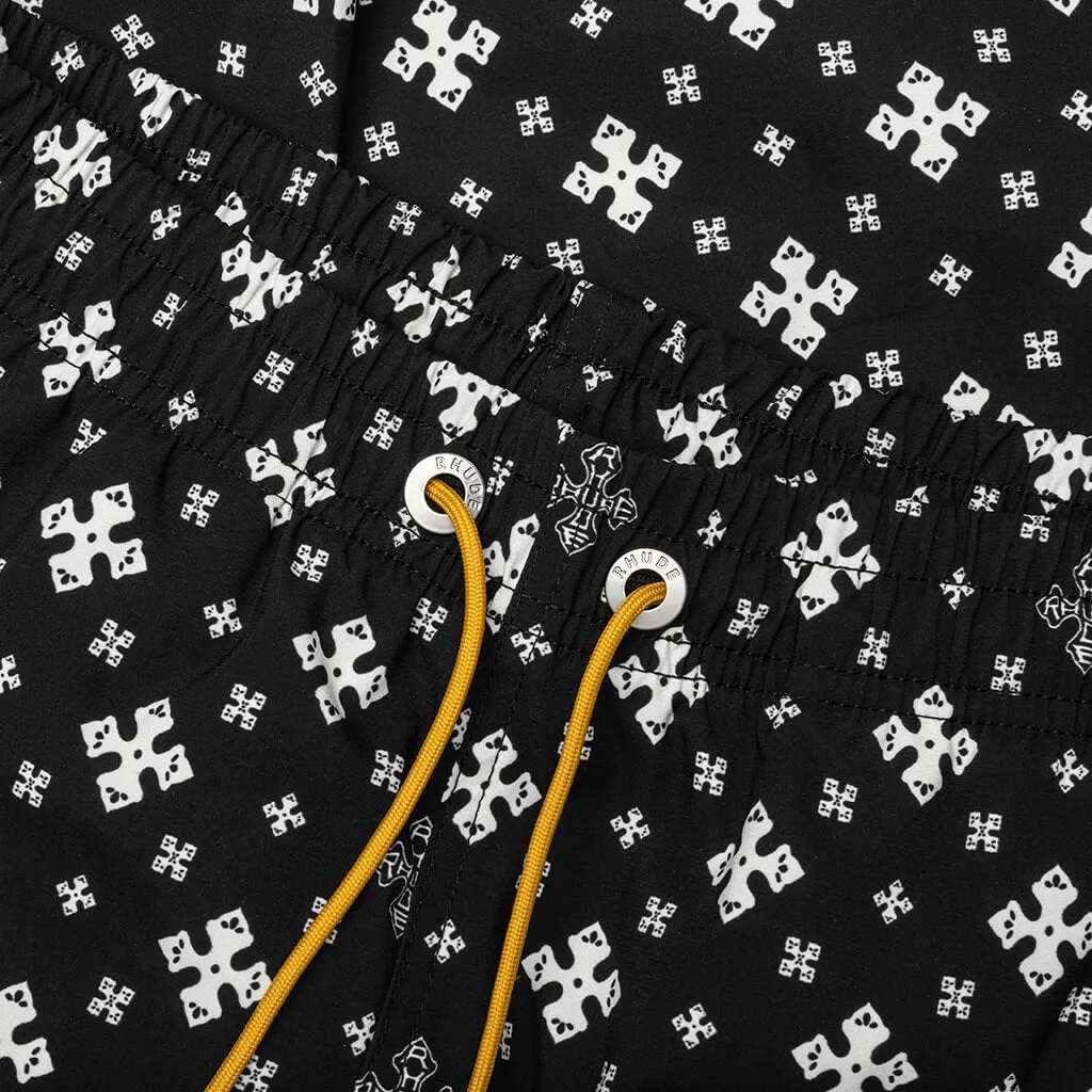Cross Bandana Swim Short - Black/White
