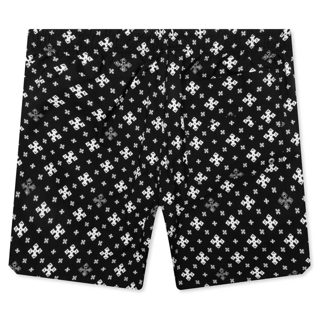 Cross Bandana Swim Short - Black/White