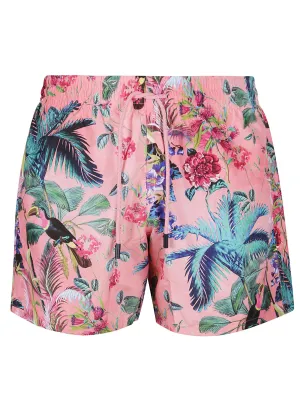 Etro Floral Printed Logo Patch Swim Shorts