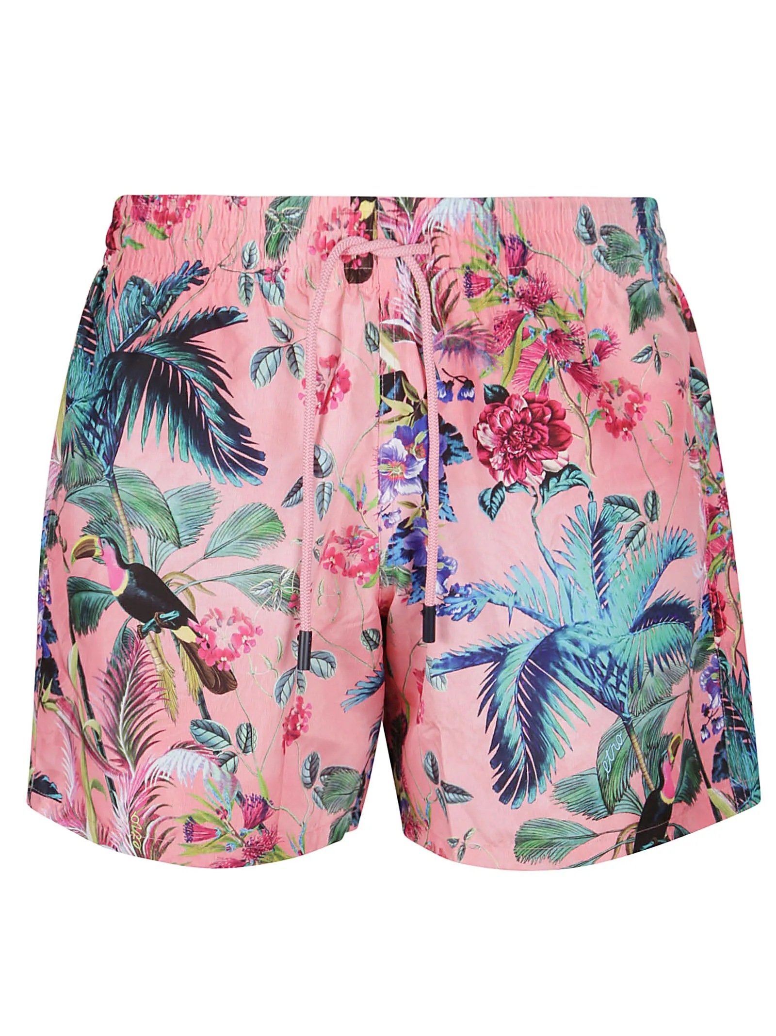 Etro Floral Printed Logo Patch Swim Shorts