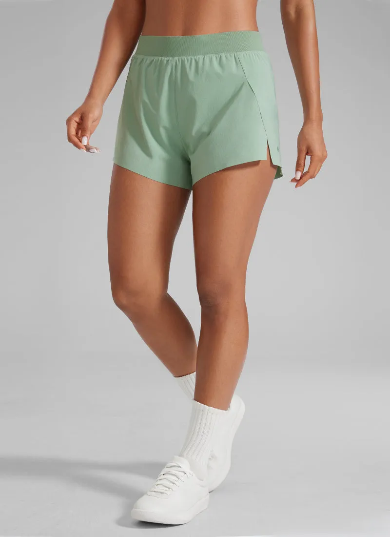 Feathery-Fit Soft High Rise Split Dolphin Mesh Liner Shorts 2.5''