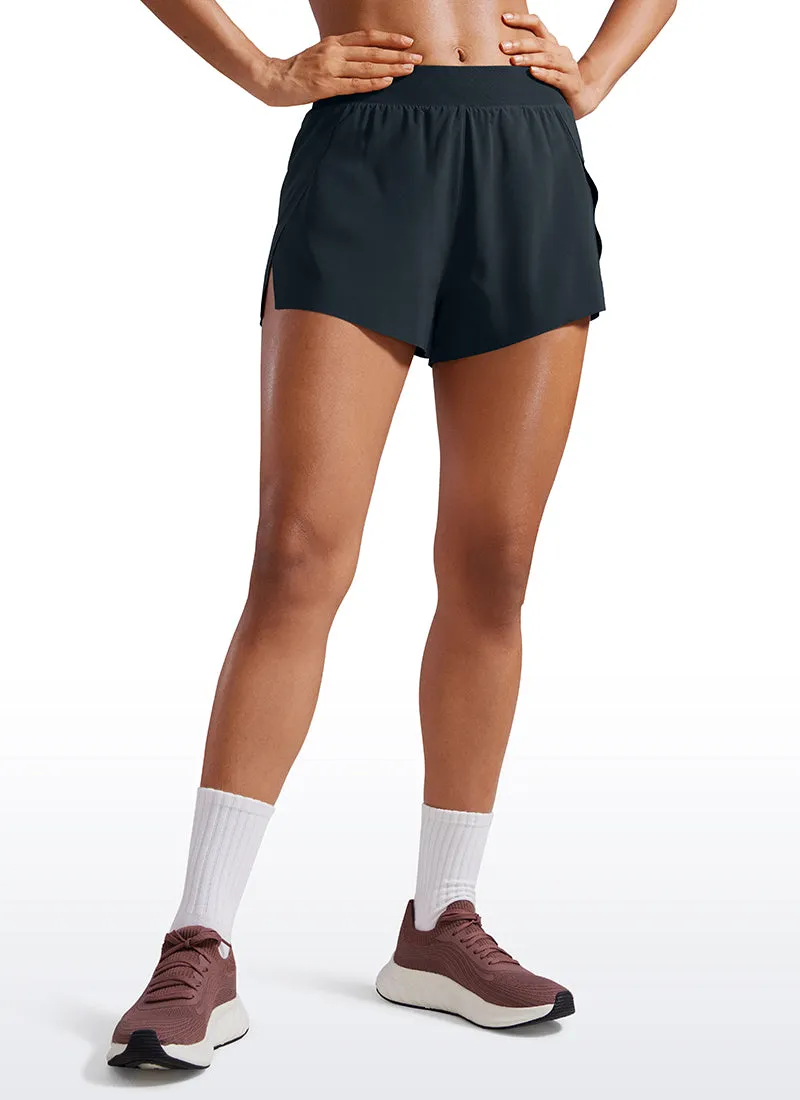 Feathery-Fit Soft High Rise Split Dolphin Mesh Liner Shorts 2.5''